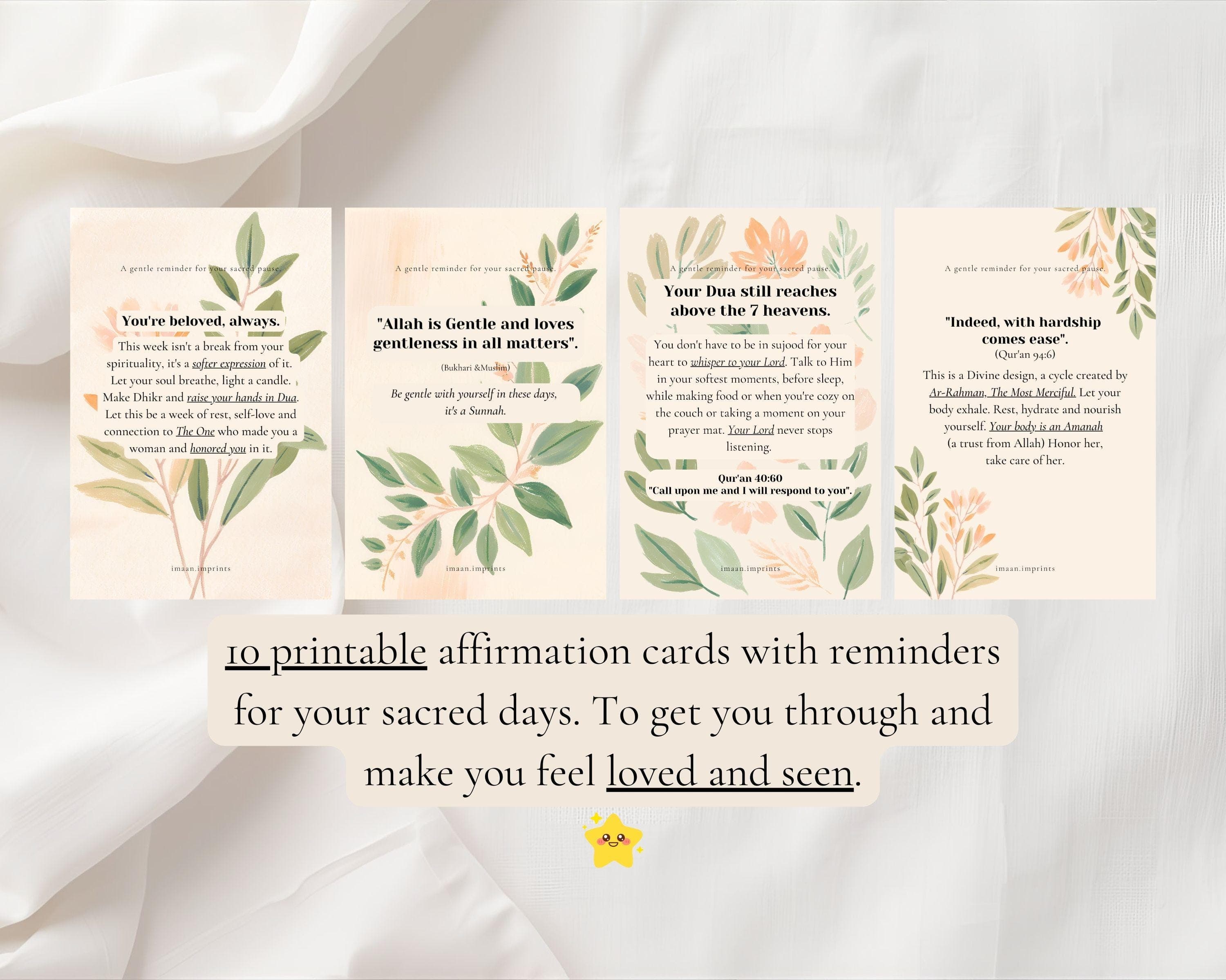 Islamic Affirmation Cards for Muslim Women – Sacred Pause, Self-Care (Digital Download 10x15cm PDF) - image 4