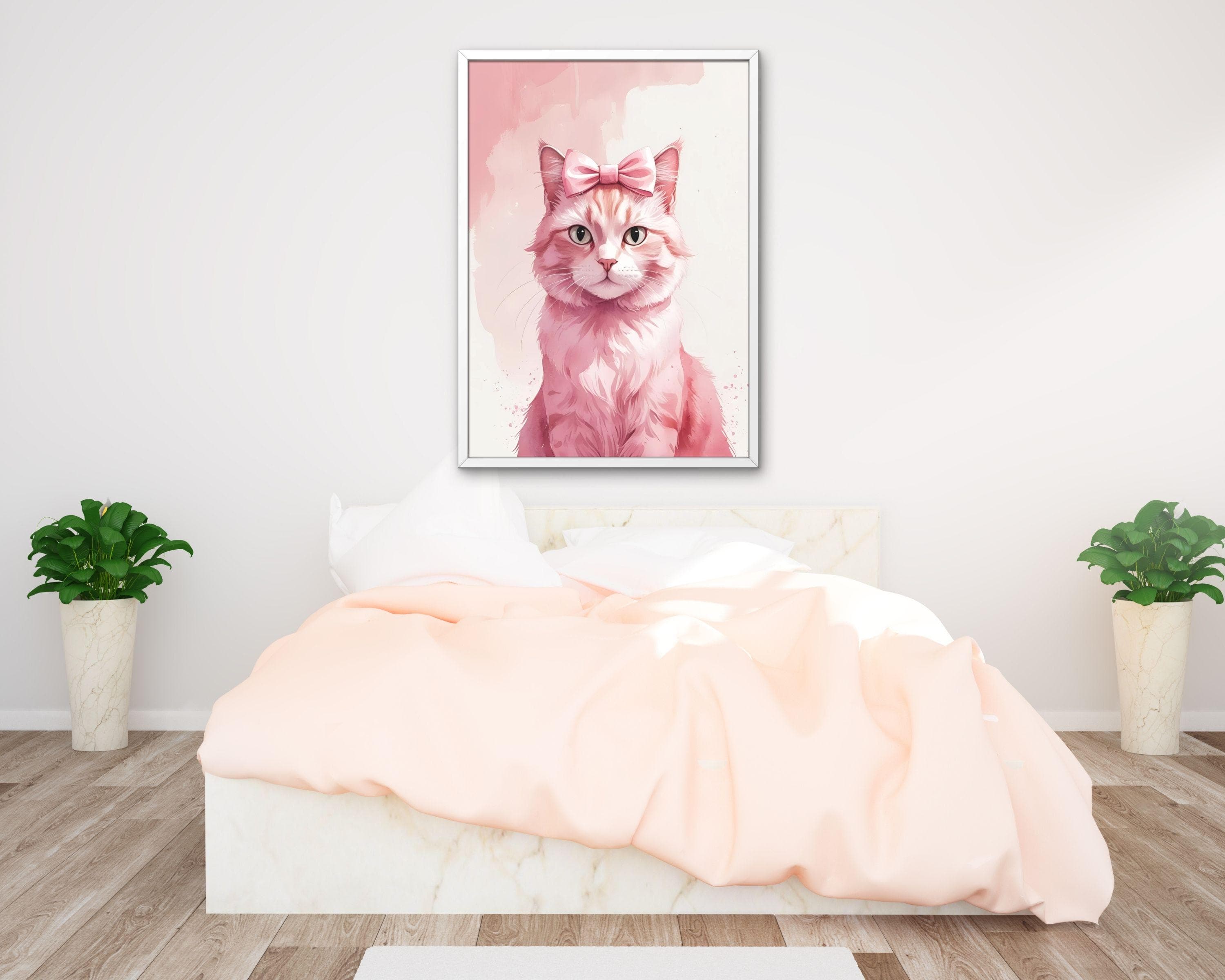 Pink Cat Bow Wall Art – Coquette Illustration (Digital Download) - image 5