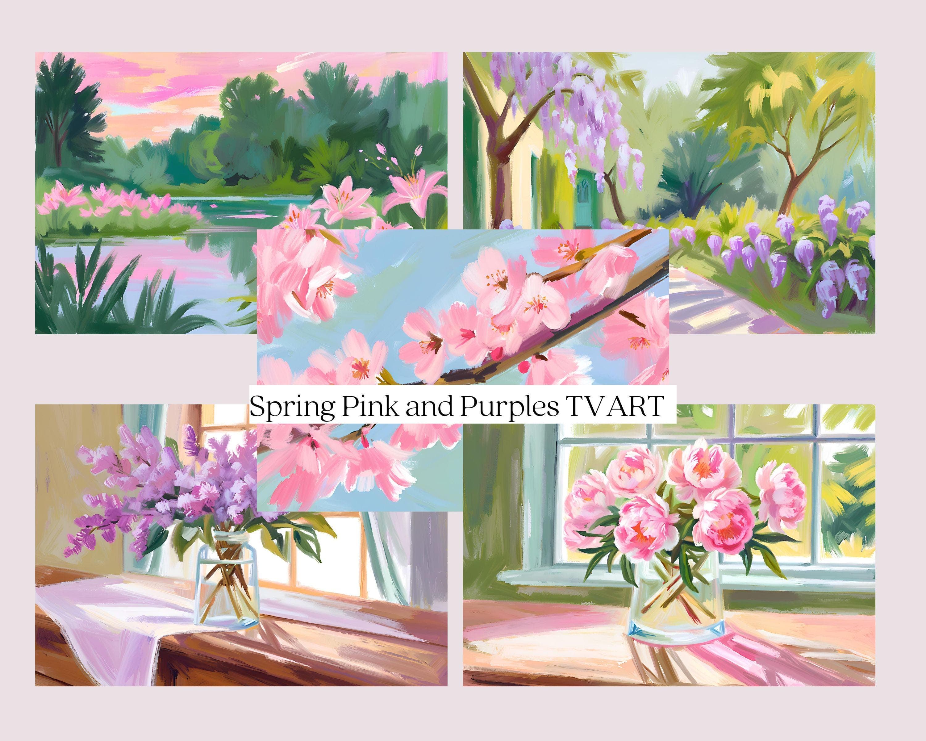 Pastel Floral Frame TV Art | Spring Bloom Digital Download - image 3