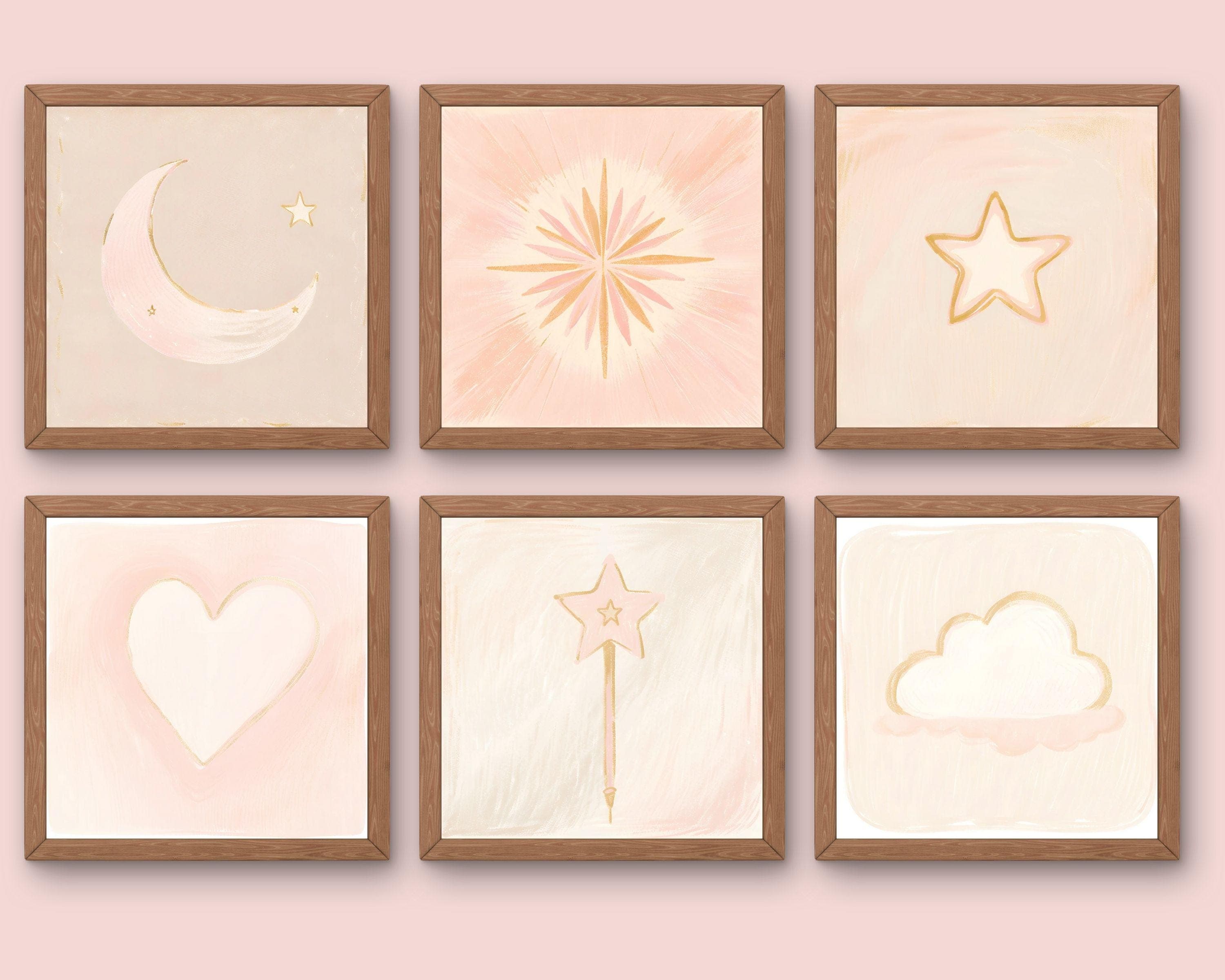 Neutral Beige Nursery Art Prints | Star, Moon, Heart Set (Digital Download) - image 5