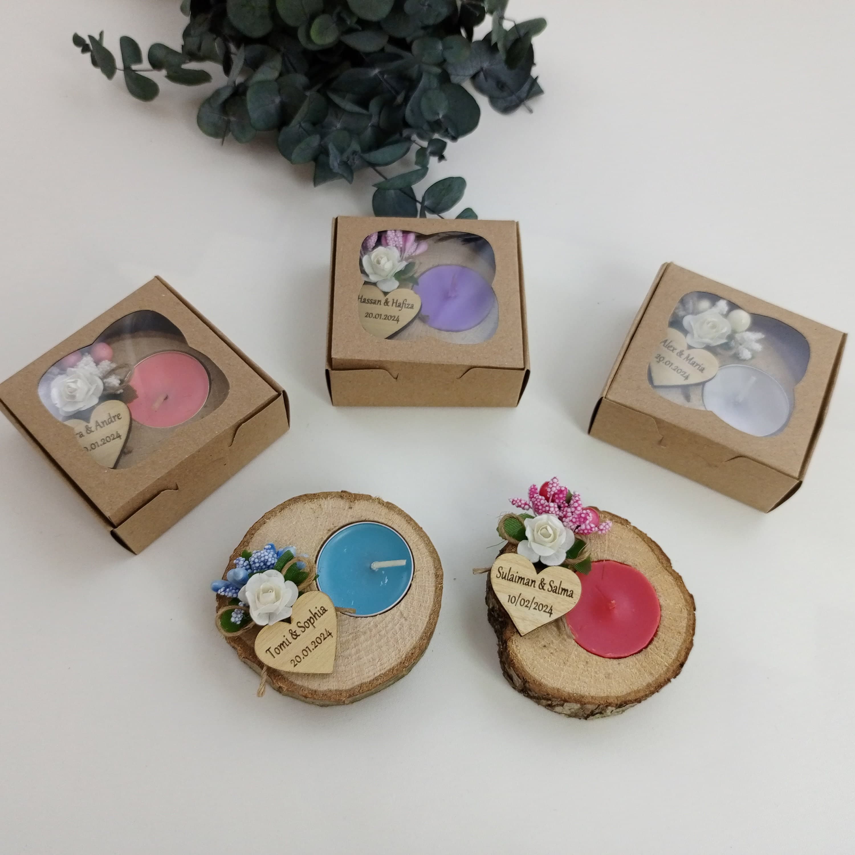 Personalized Wood Slice Candle Favors, Wedding, Shower, Party, Bulk (50pcs) - image 4