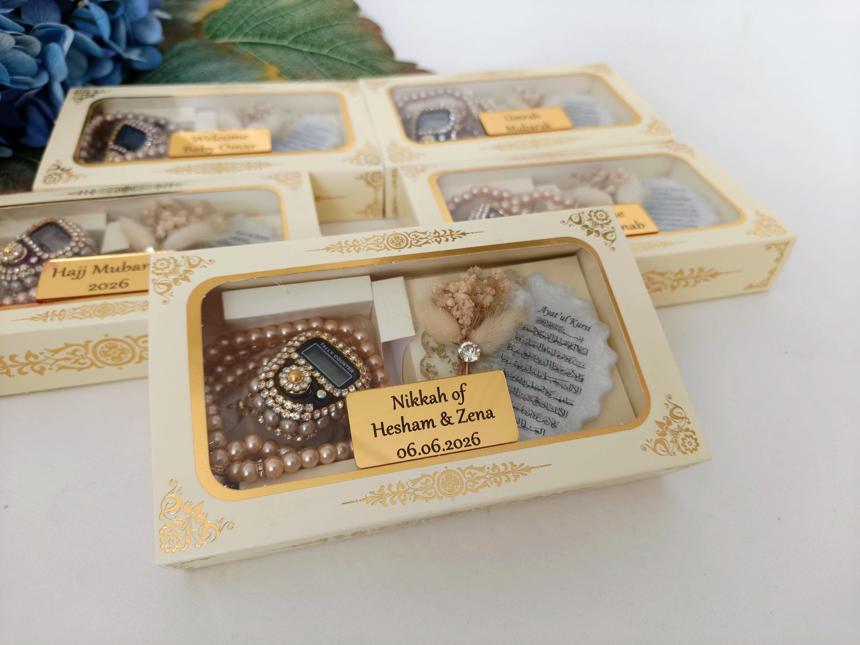 Personalized Epoxy Magnet Favor, Digital Tasbih, Muslim Wedding Gift, Decorated Box - image 3