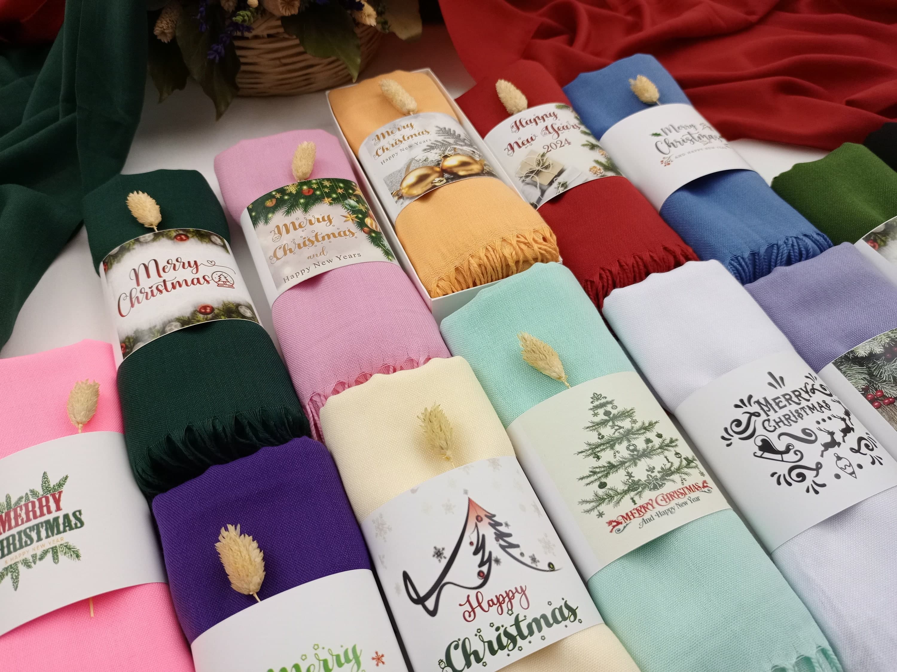 Christmas Pashmina Shawl, Holiday New Year Scarf, Personalized Wrap