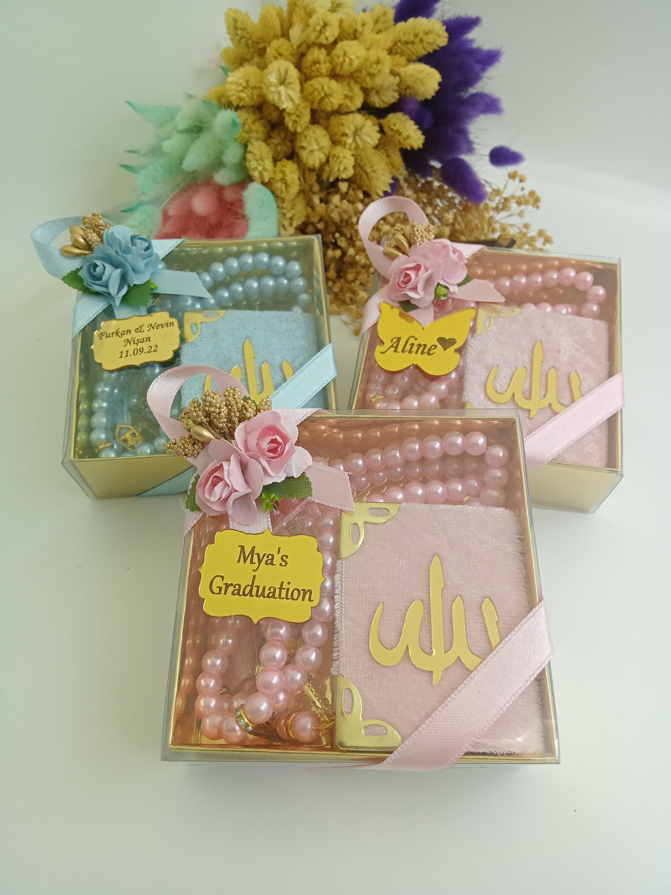 Velvet Mini Quran Pearl Tasbeeh Decorated Box | Eid Favor - image 4