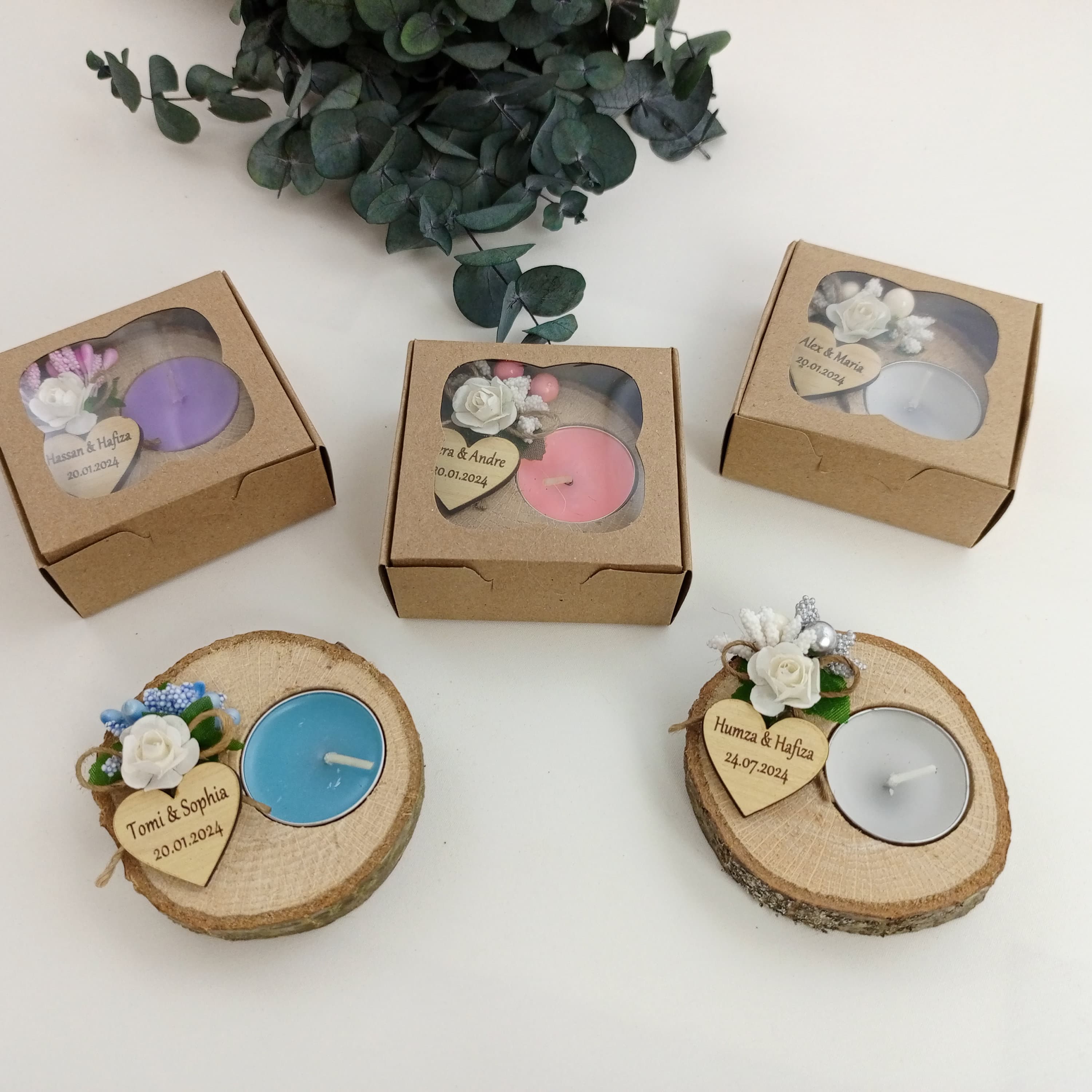 Personalized Wood Slice Candle Favors, Wedding, Shower, Party, Bulk (50pcs) - image 5