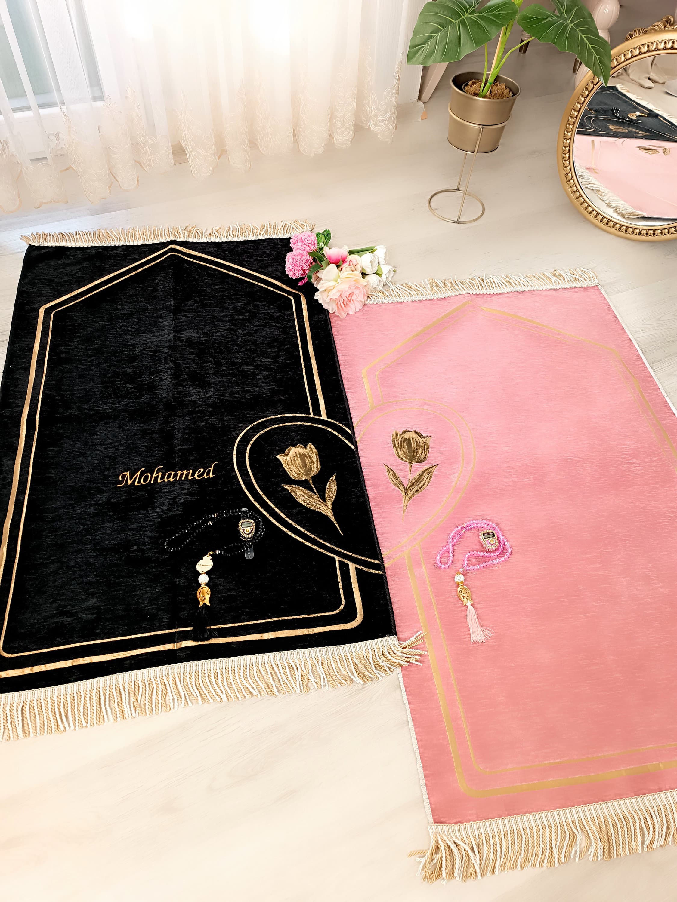 Personalized Couple Prayer Mat Set | Islamic Wedding Gift, Eid Gift - image 3