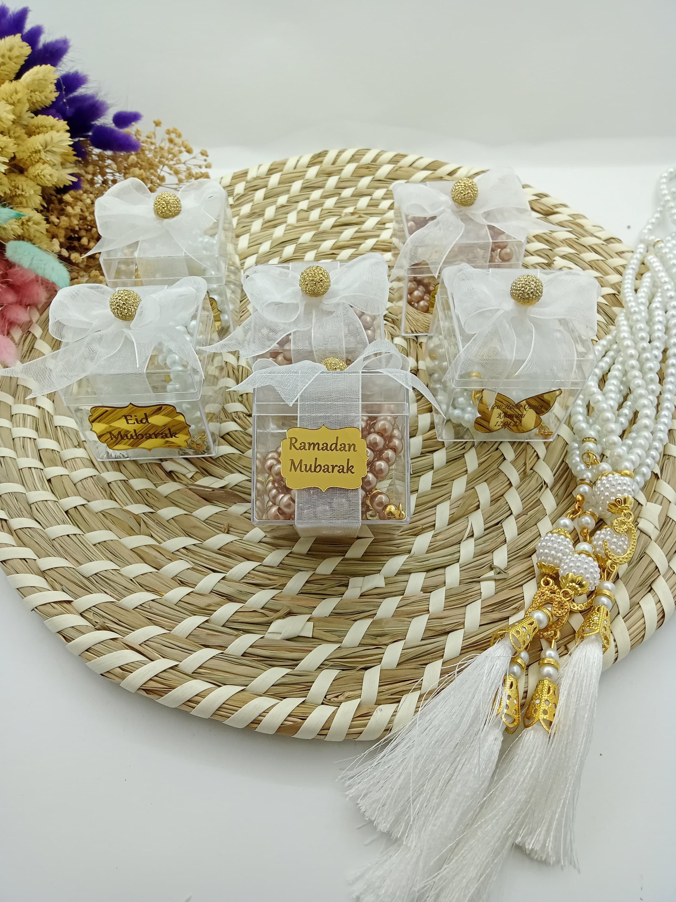 Personalized Pearl Tasbih Prayer Beads, Eid/Wedding Favors