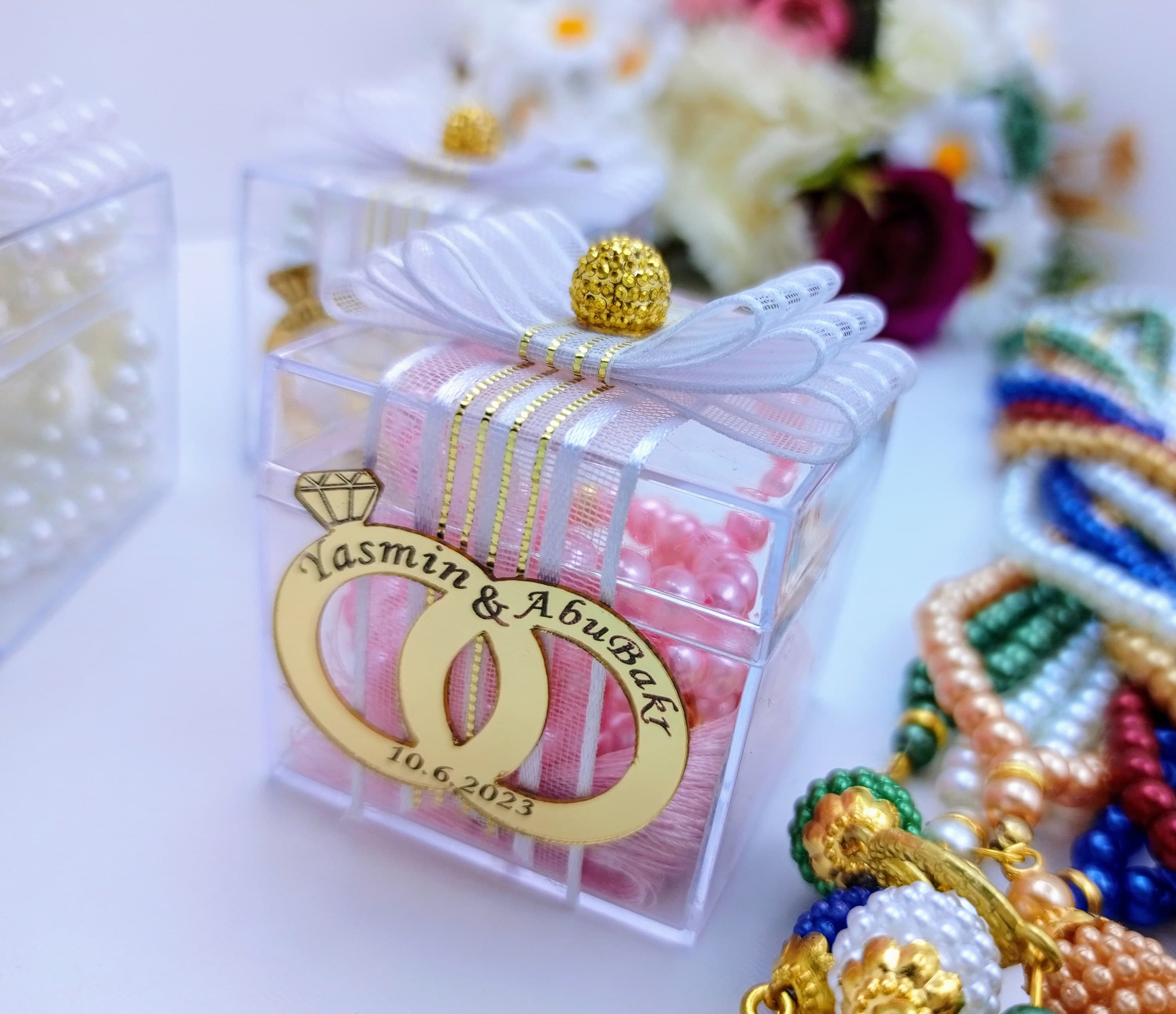 Personalized Pearl Tasbih Favors, 99 Prayer Beads, Eid Gift - image 3