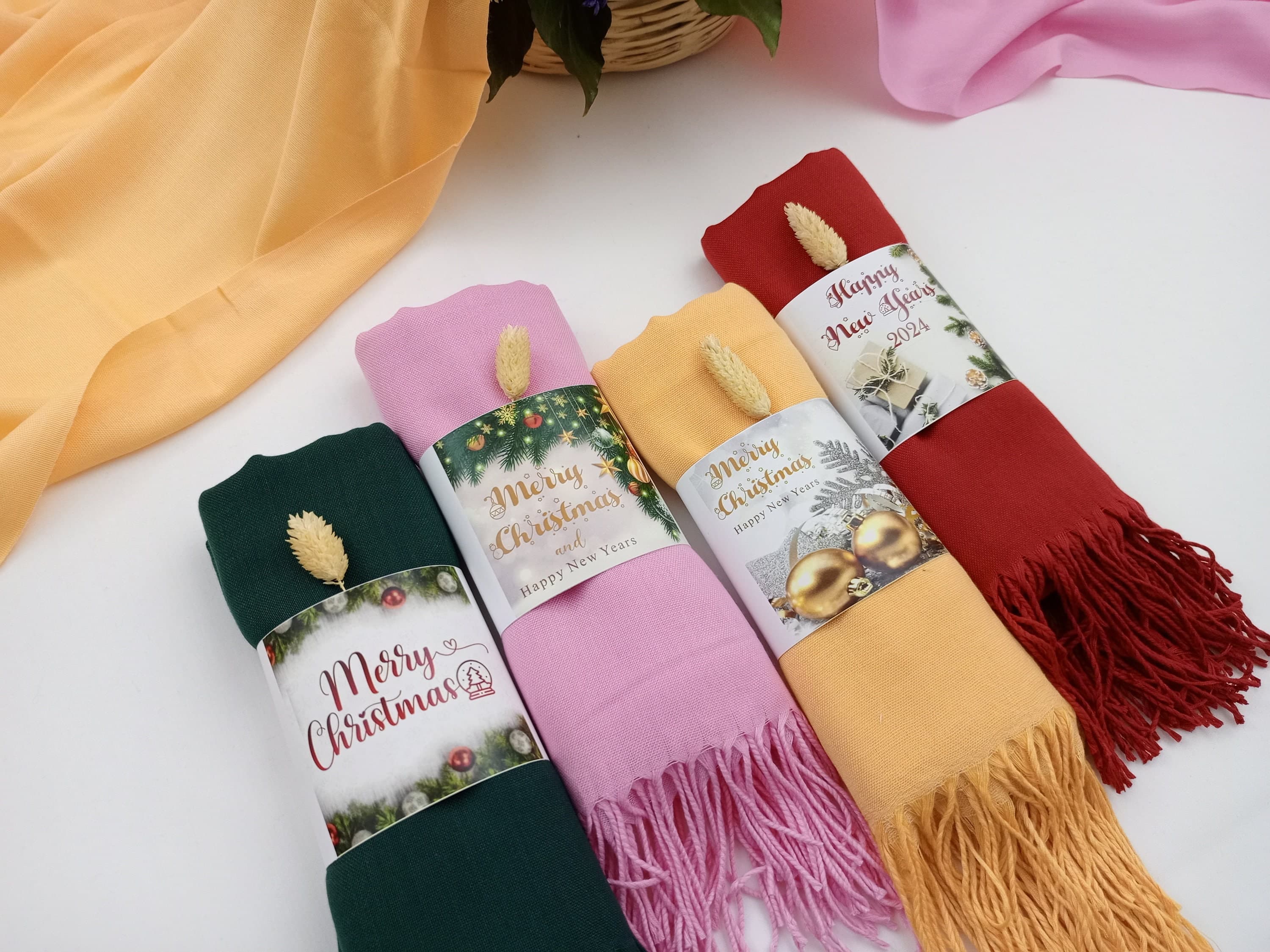 Personalized Christmas Pashmina Shawl, Holiday Scarf, Wedding Wrap - image 3