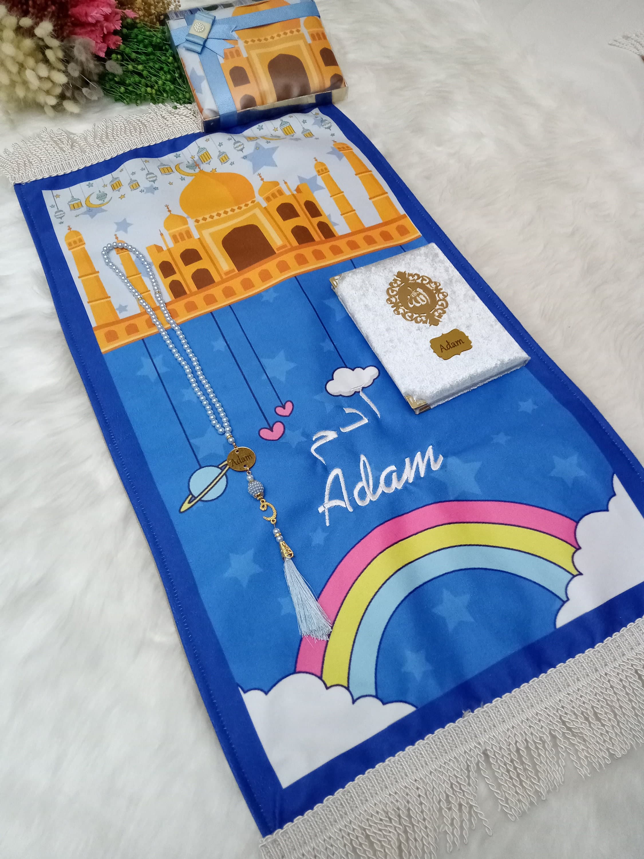 Personalized Kids Prayer Mat Set, Eid Ramadan Gift - image 3