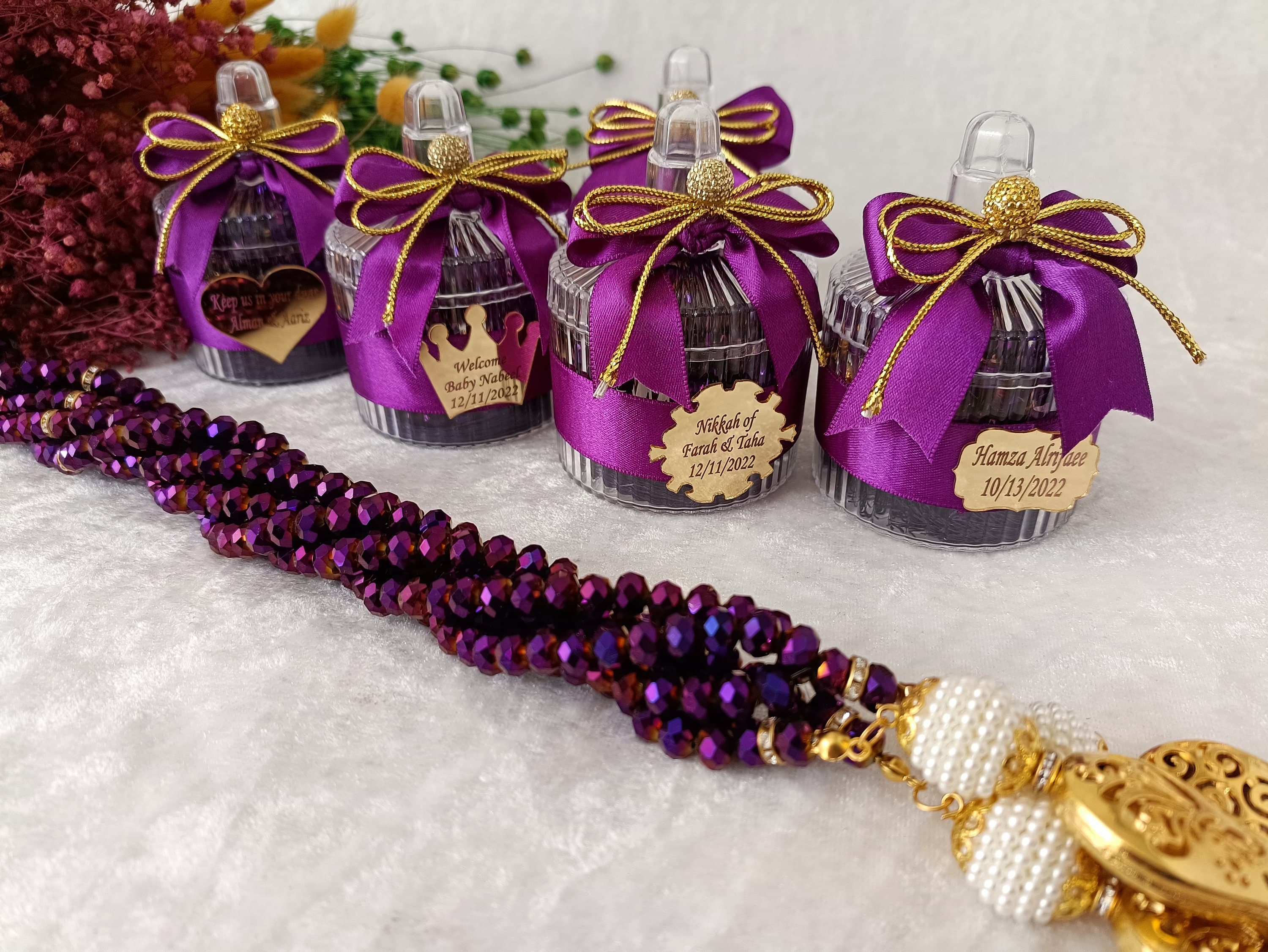 Personalized Crystal Tasbih Prayer Beads, Decorated Box, Eid Favors - image 3