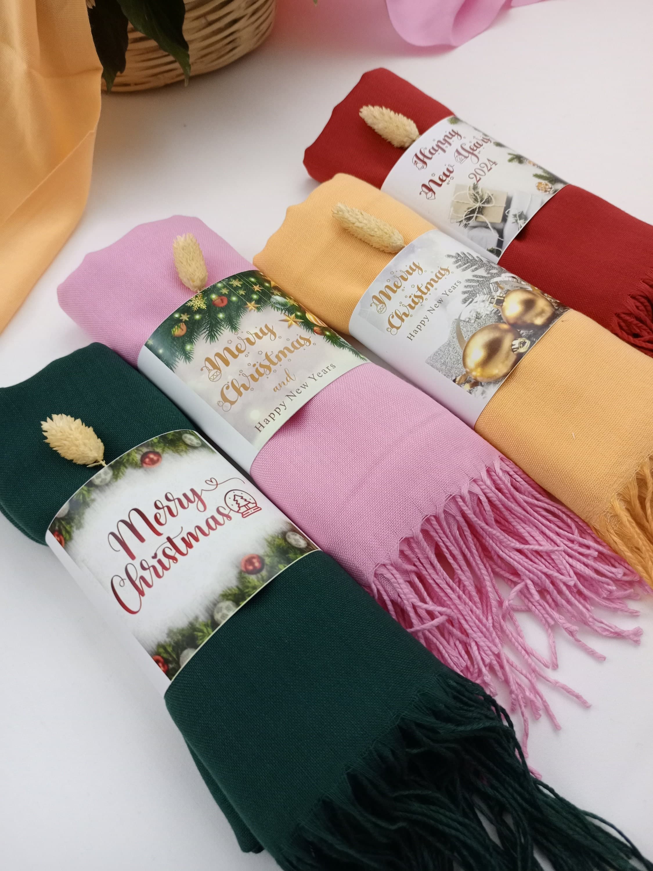 Personalized Christmas Pashmina Shawl, Holiday Scarf, Wedding Wrap