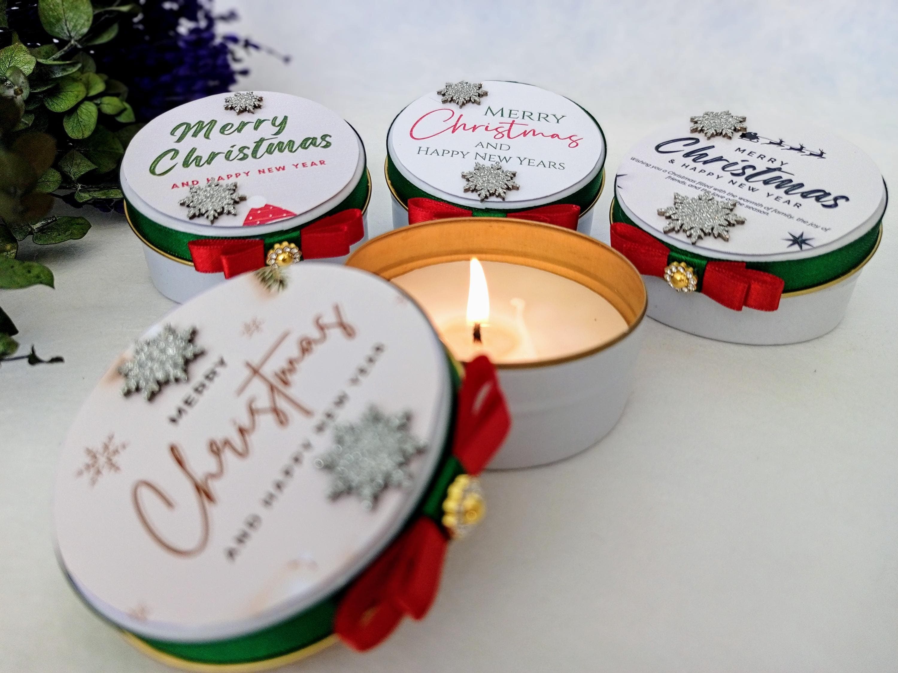 Personalized Christmas Candle Favors, Bulk Wedding Bridal Shower Candles - image 4
