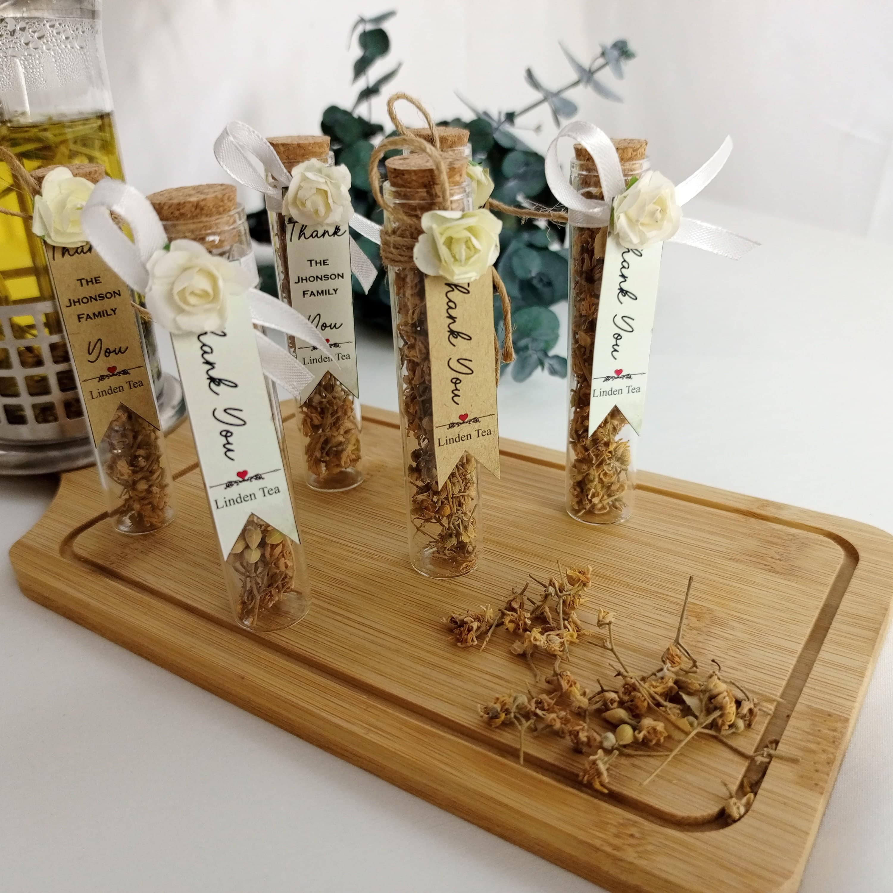 Personalized Tea Favors, Rustic Wedding Thank You Gifts