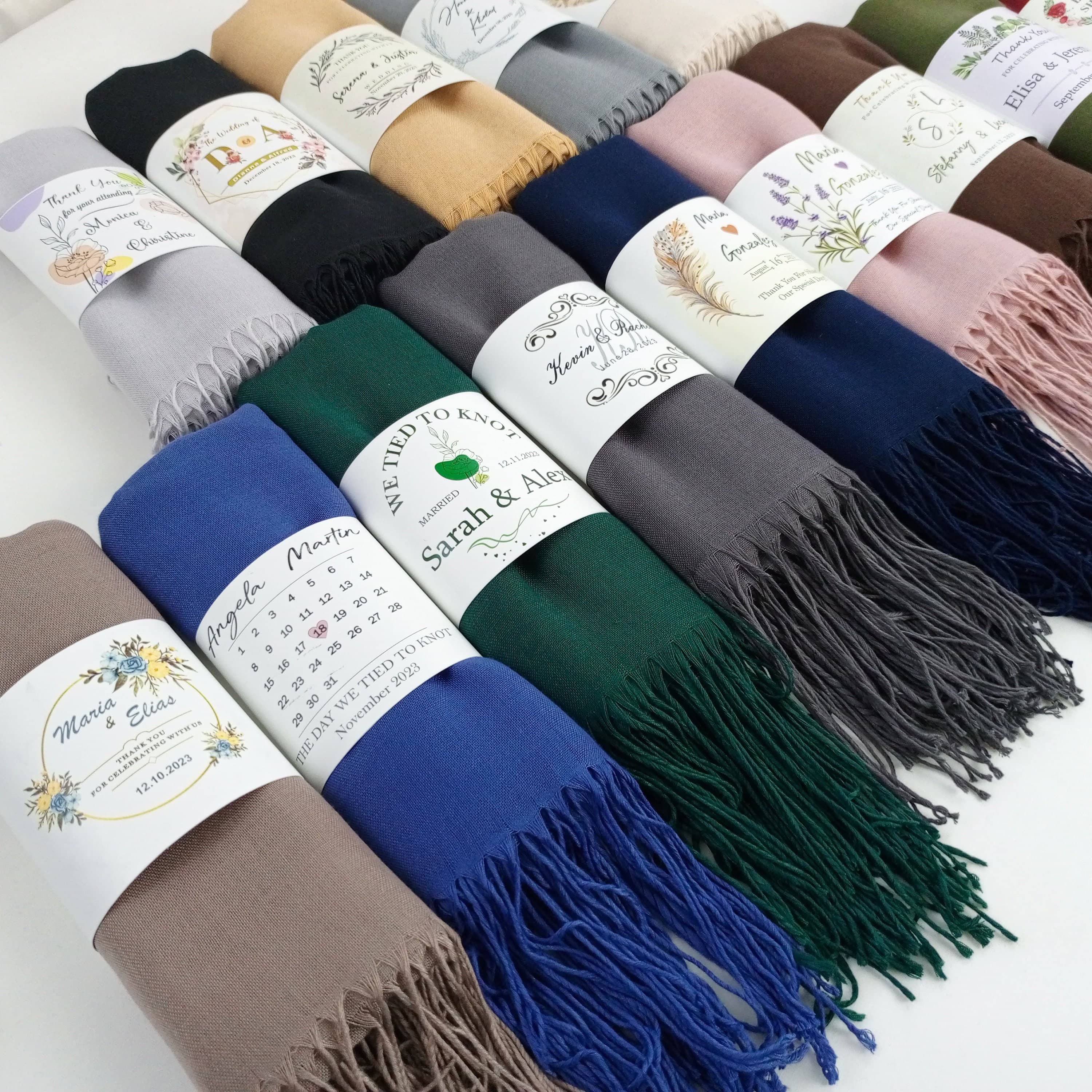 Pashmina Shawl, Bridesmaid Wrap, Wedding Guest Favor, Personalized Scarf - image 3