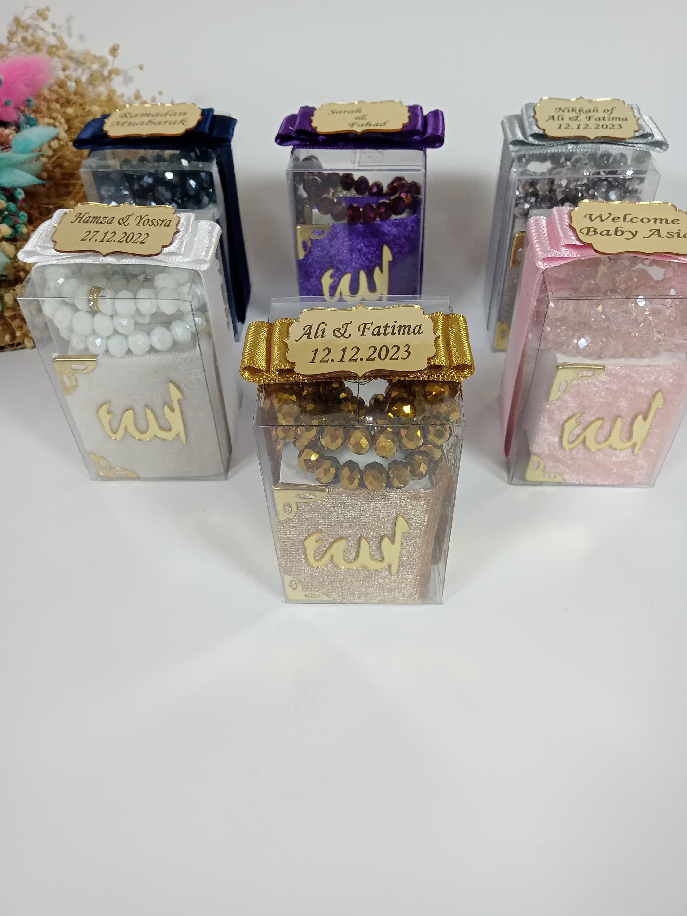 Velvet Mini Quran & Crystal Tasbeeh Favor Box | Eid, Wedding, Shower - image 5