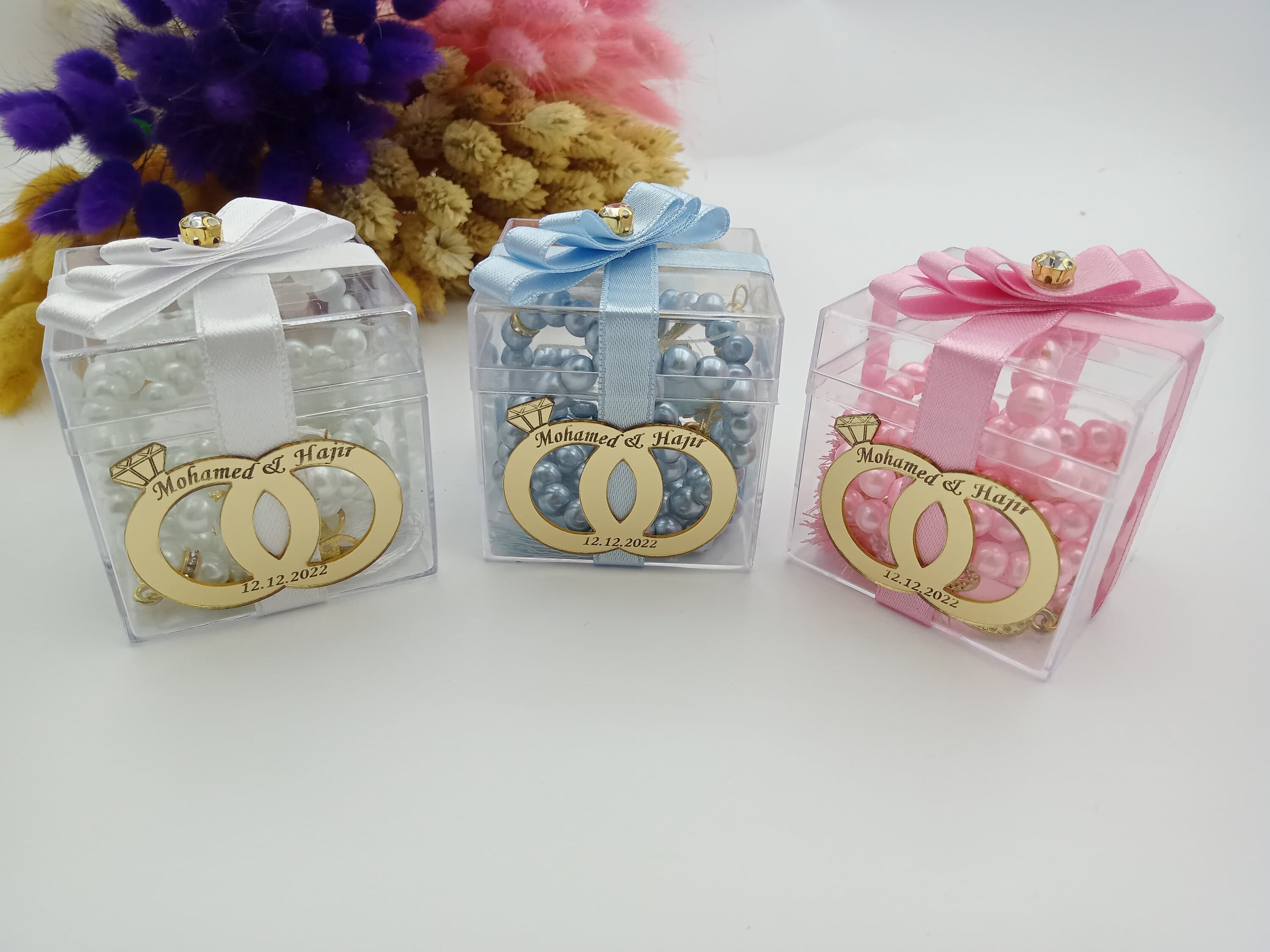 Personalized Pearl Tasbih Prayer Beads, Eid Favors, Muslim Gift
