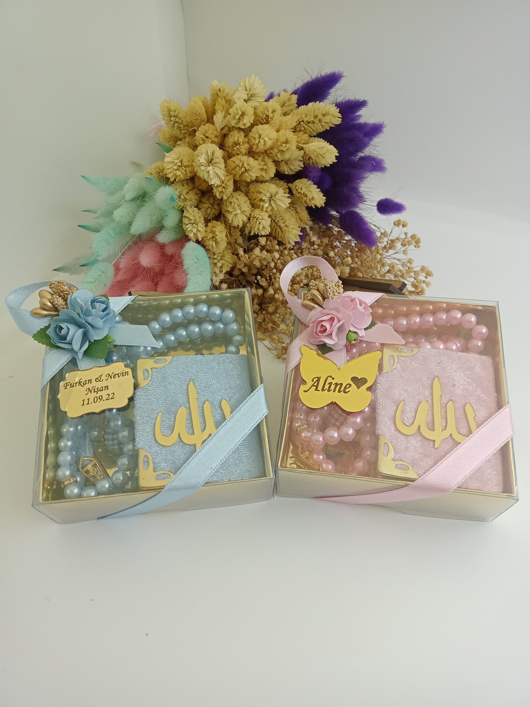 Velvet Mini Quran Pearl Tasbeeh Decorated Box | Eid Favor - image 3