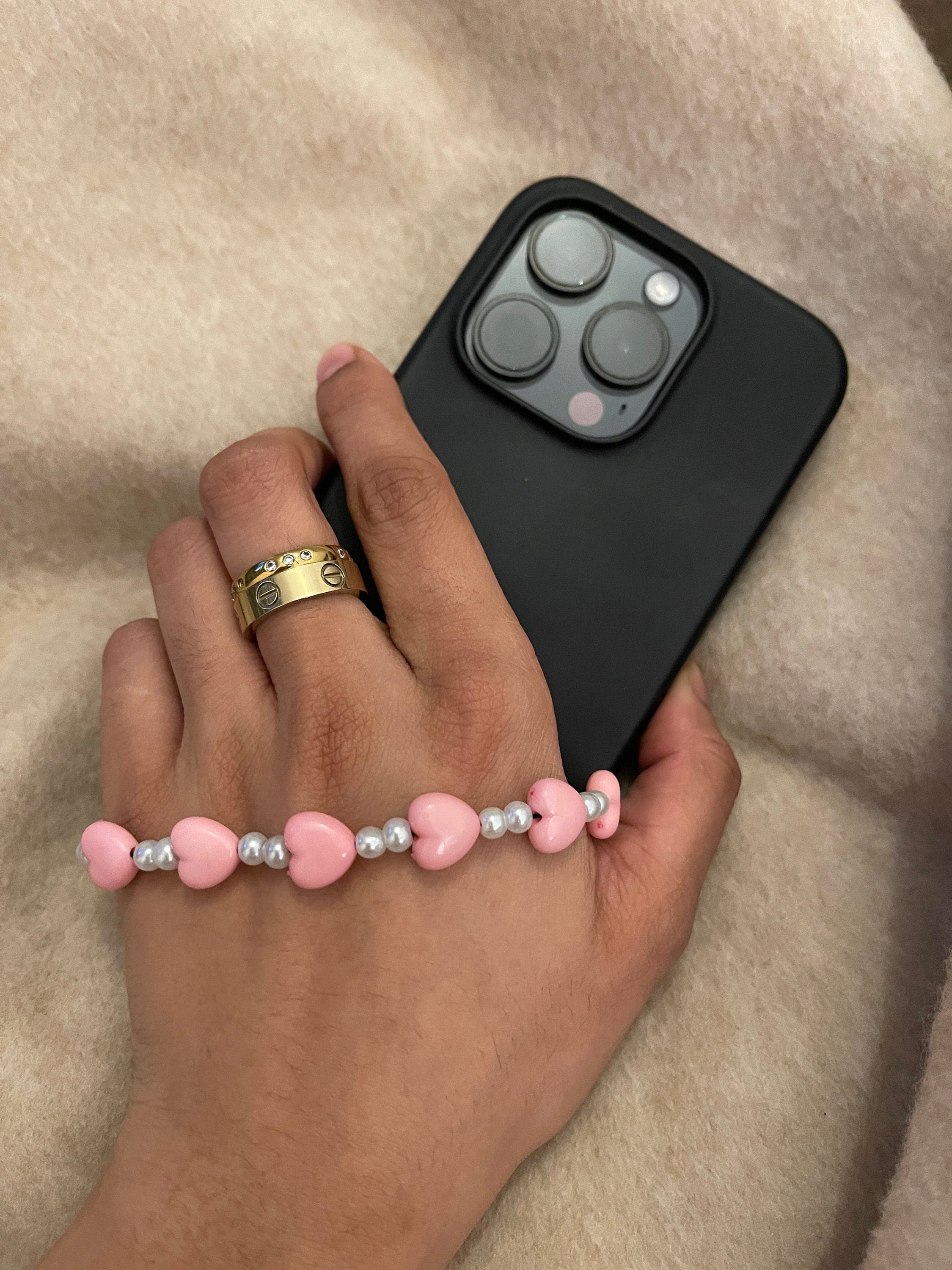 Pink Heart Beaded Phone Strap - image 5