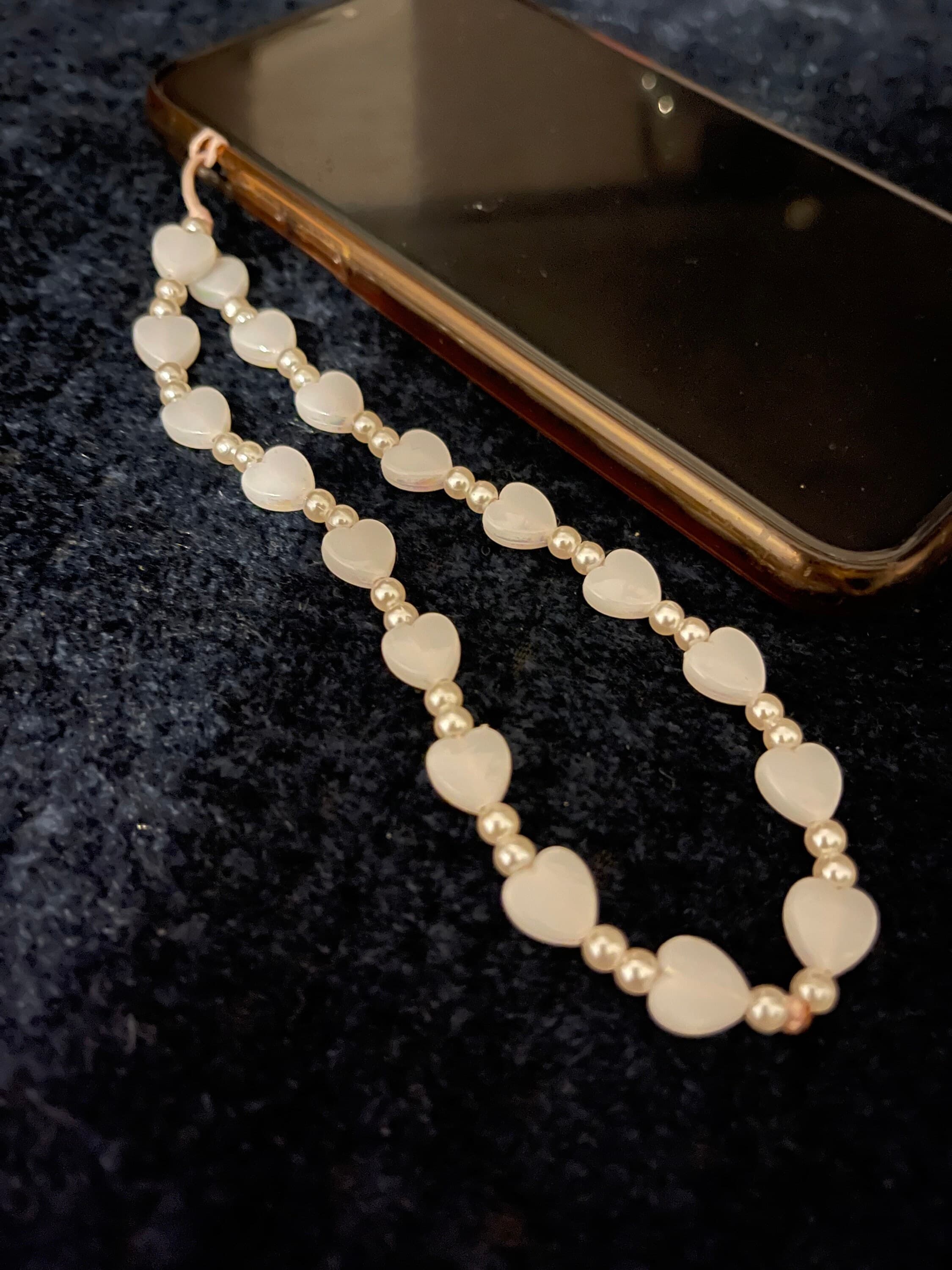 Pearl Heart Beaded Phone Strap - image 3