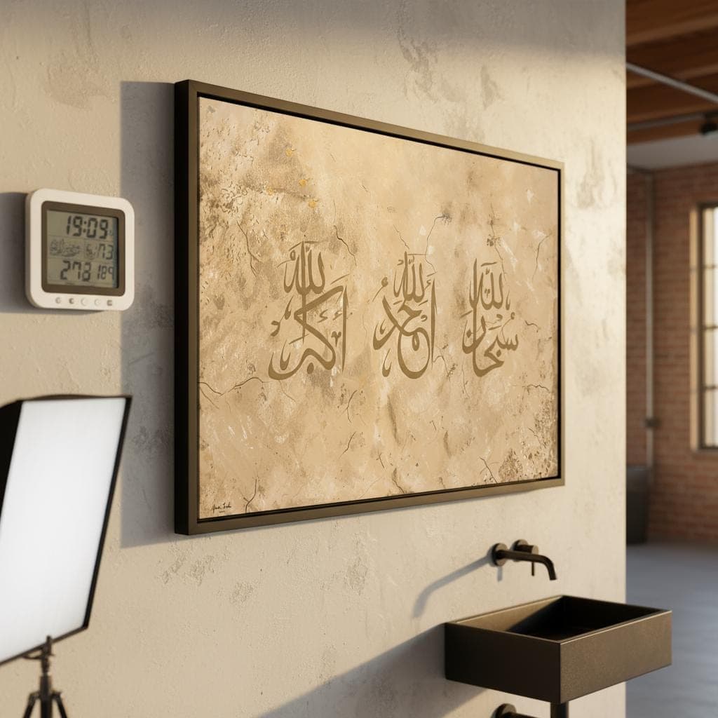 Islamic Wall Art, Abstract Muslim Decor, Beige Brown Calligraphy Print - image 4