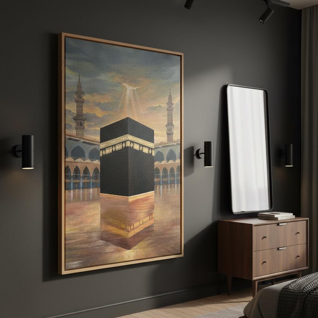 Kaaba Mecca Oil Painting Art Print | Sunset Mosque Landscape - image 3