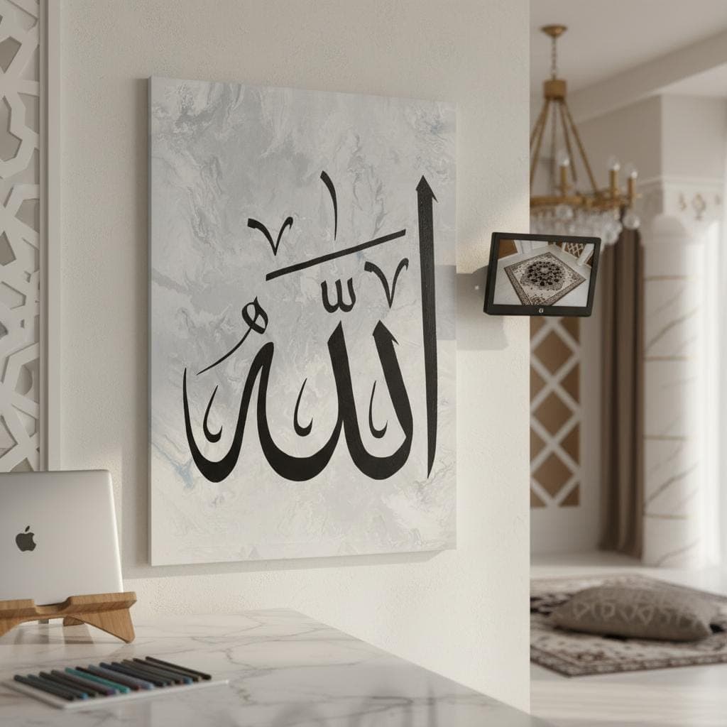 Elegant Allah Arabic Calligraphy Art Print | Modern Islamic Home Decor - image 3