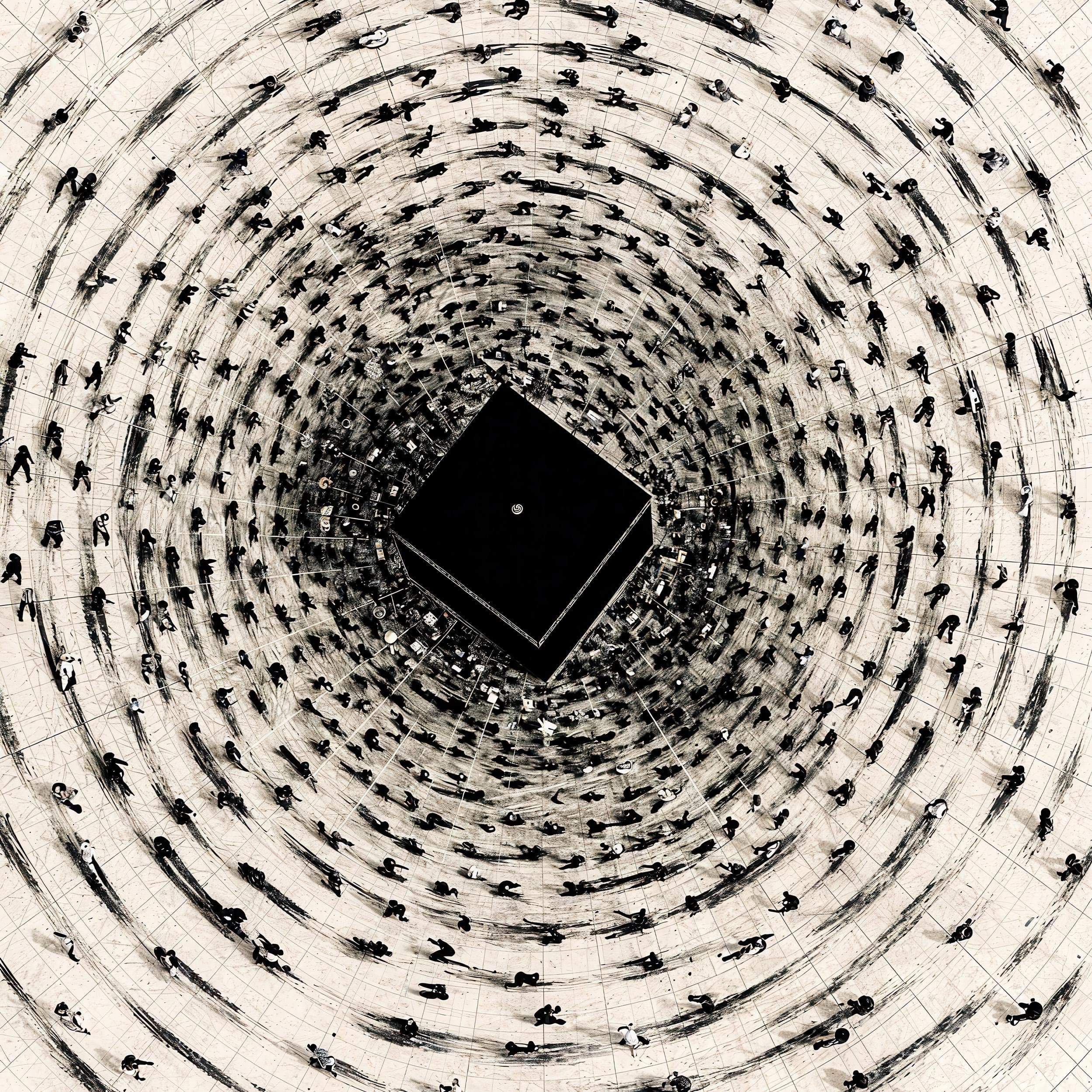 Kaaba Tawaaf Art Print | Black and White Islamic Wall Decor - image 3
