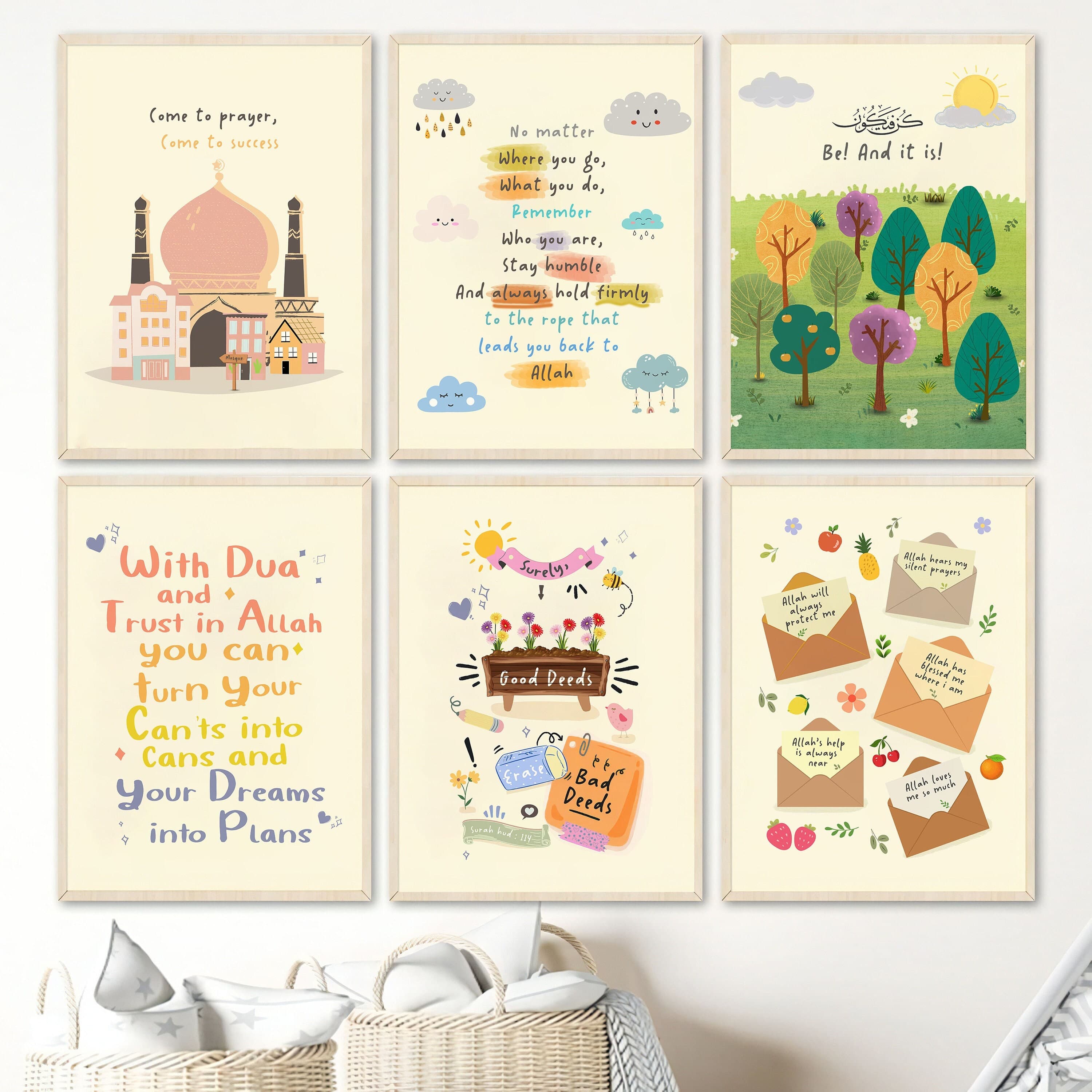 Islamic Nursery Wall Art Set | Mosque, Good Deeds Prints (Digital Download)