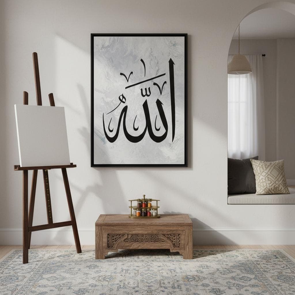 Elegant Allah Arabic Calligraphy Art Print | Modern Islamic Home Decor
