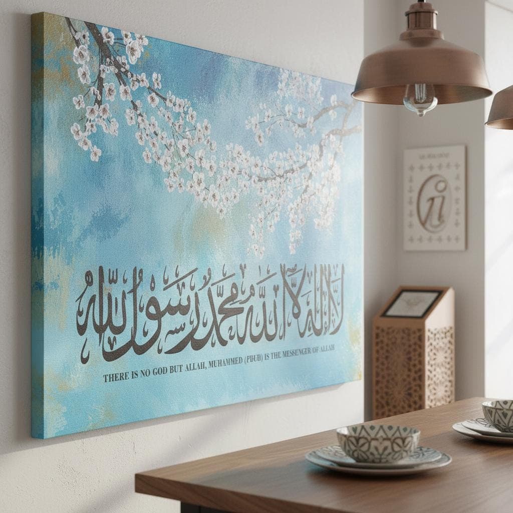 Kalima Shahada Floral Art Print – Modern Islamic Calligraphy - image 3