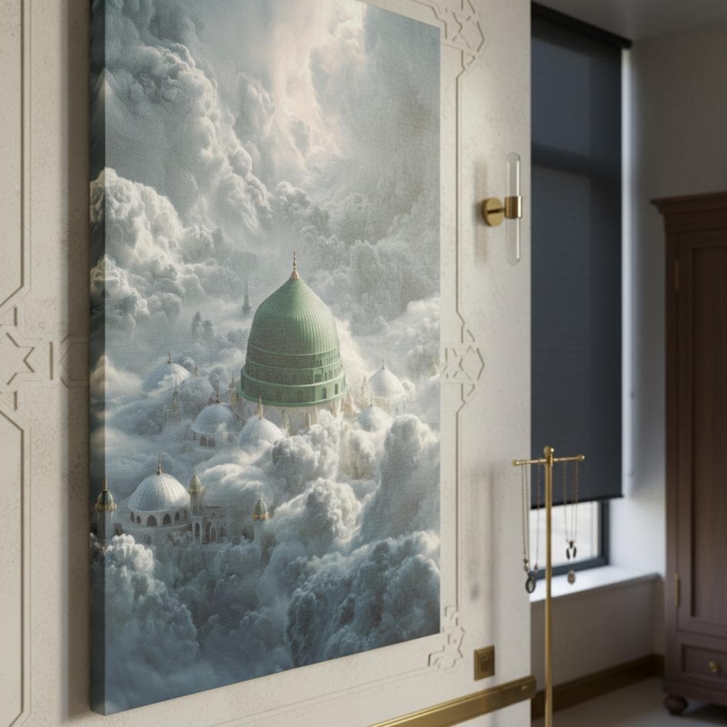 Madinah Mosque Art Print | Green Dome Islamic Wall Decor - image 3