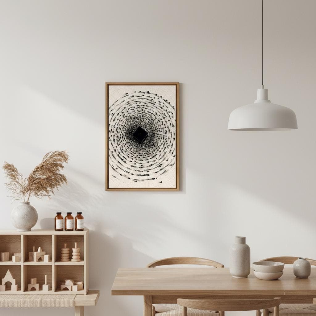 Kaaba Tawaaf Art Print | Minimalist Black and White Islamic Wall Decor - image 3