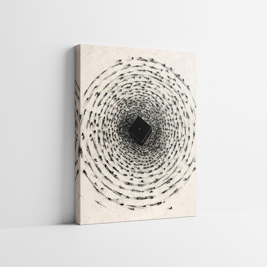 Kaaba Tawaaf Art Print | Minimalist Black and White Islamic Wall Decor - image 5