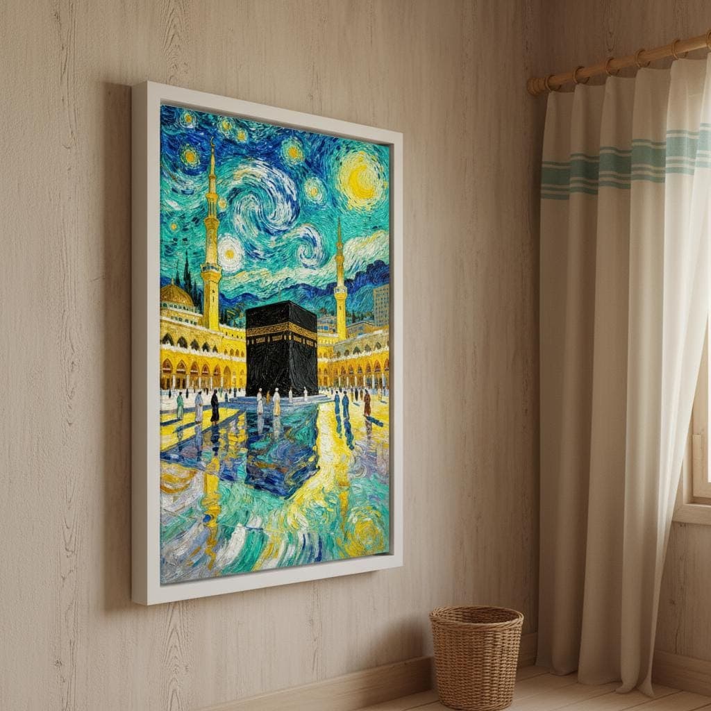 Kaaba Starry Night Canvas Print | Islamic Art, Mecca Masjid Decor - image 4