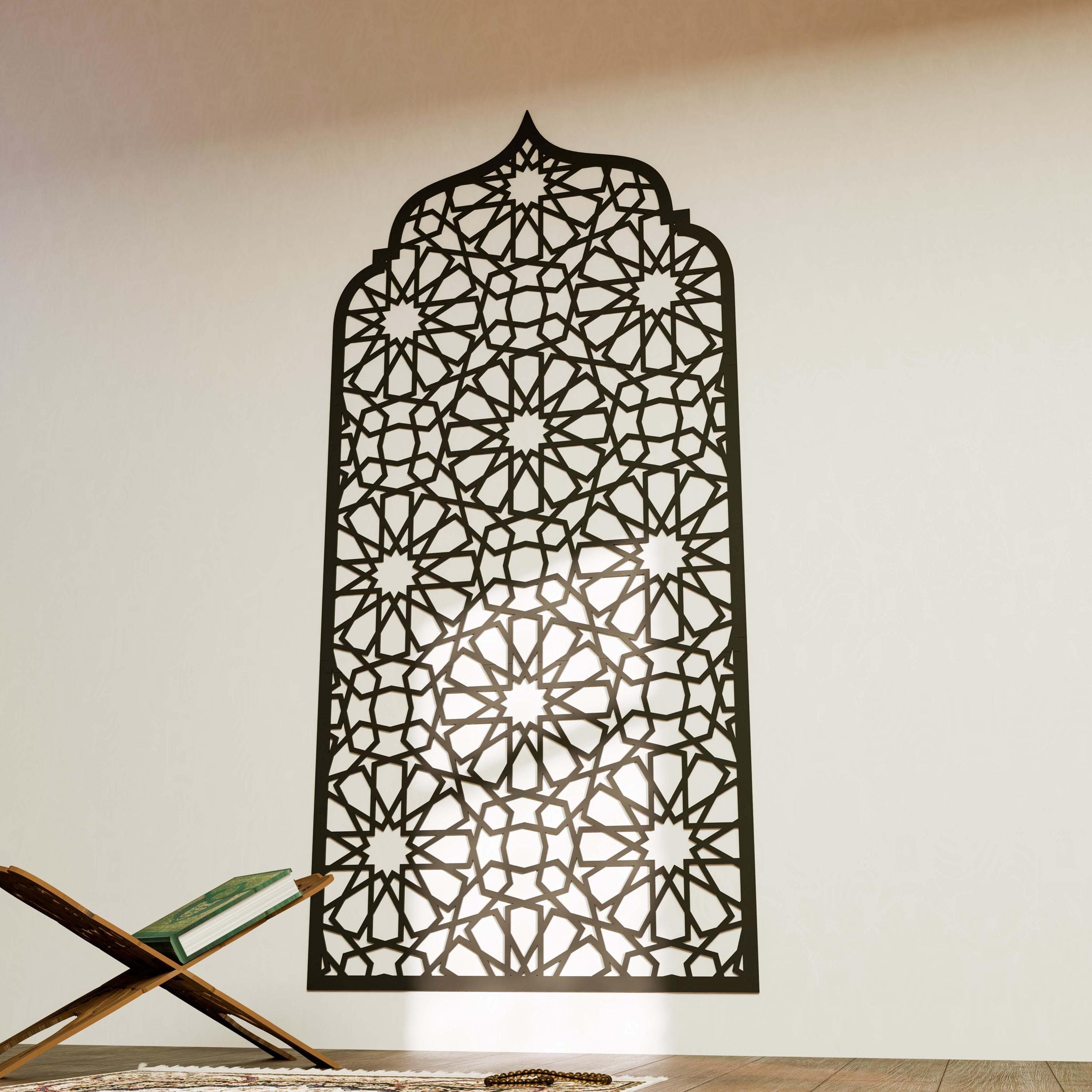 Mihrab Islamic Wall Decor Moroccan Wood Mehraab Panel for Muslim Prayer Room Ramadan Decoration Eid Gift - image 4