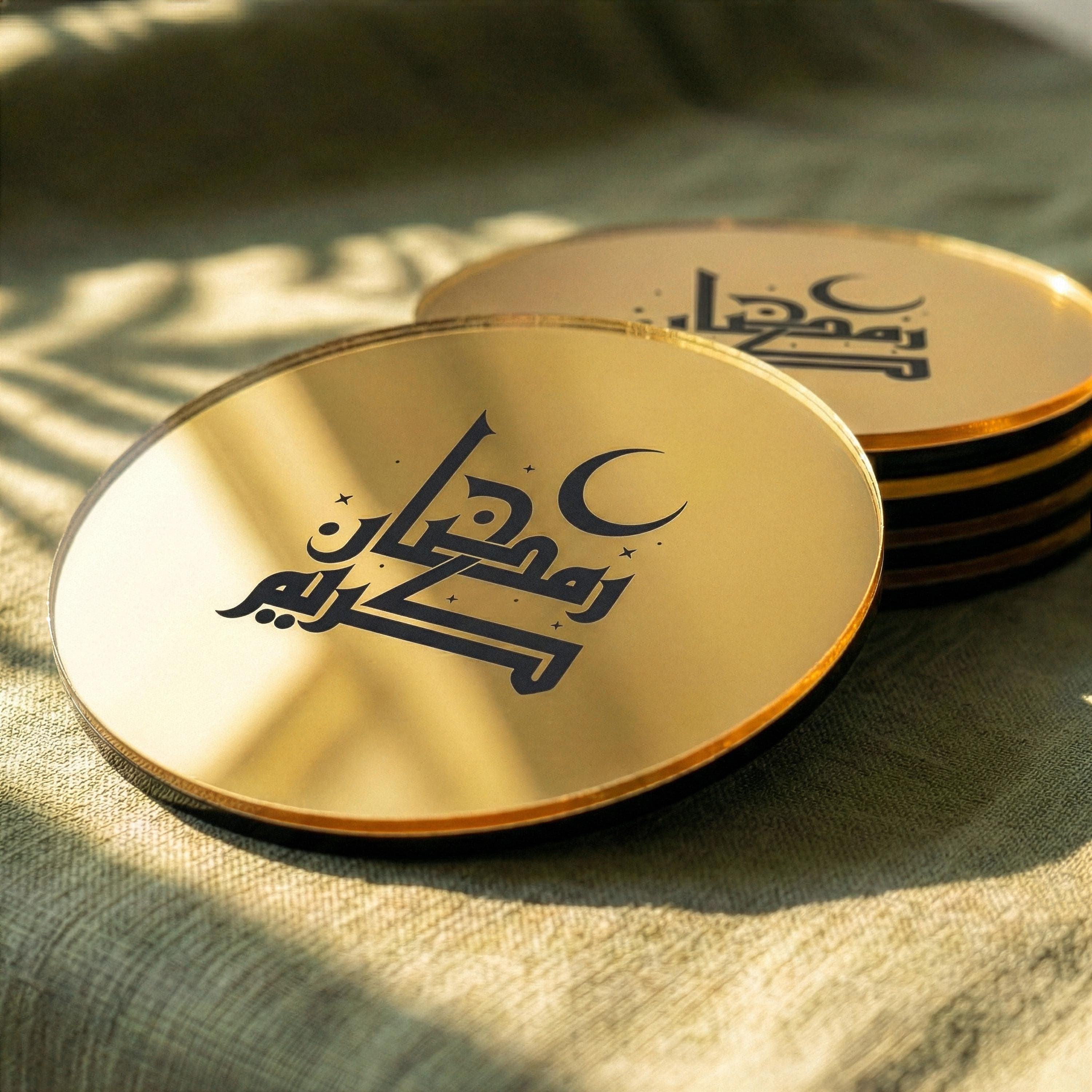 Ramadan Kareem Engraved Coasters Islamic Table Decor Ramadan Decoration Eid Mubarak Gifts