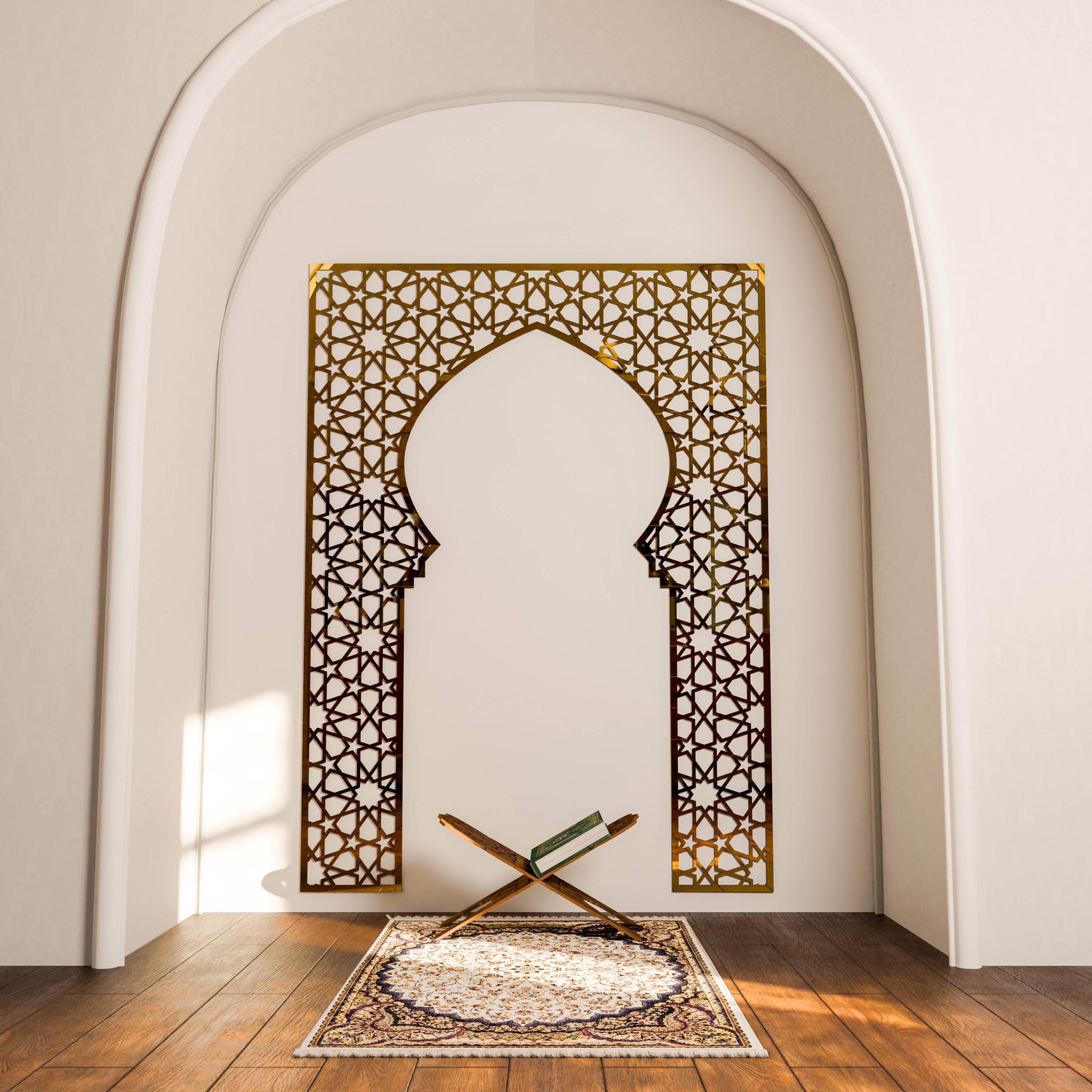 Wooden Mihrab Islamic Wall Art Mehraab for Muslim Prayer Room Ramadan Decoration Moroccan Decorative Panel Housewarming Gift