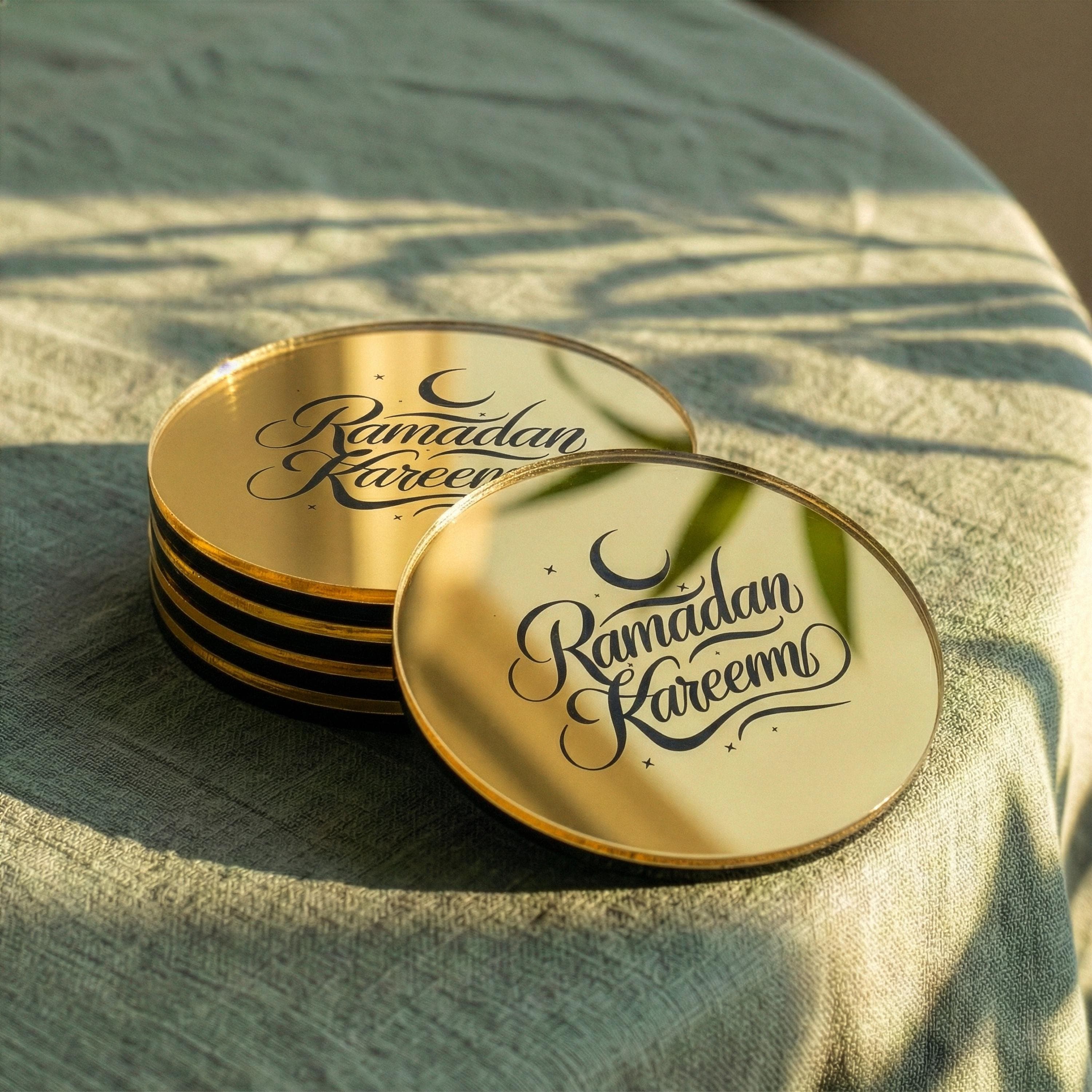 Ramadan Kareem Engraved Coasters Islamic Table Decor Ramadan Decoration Eid Gifts