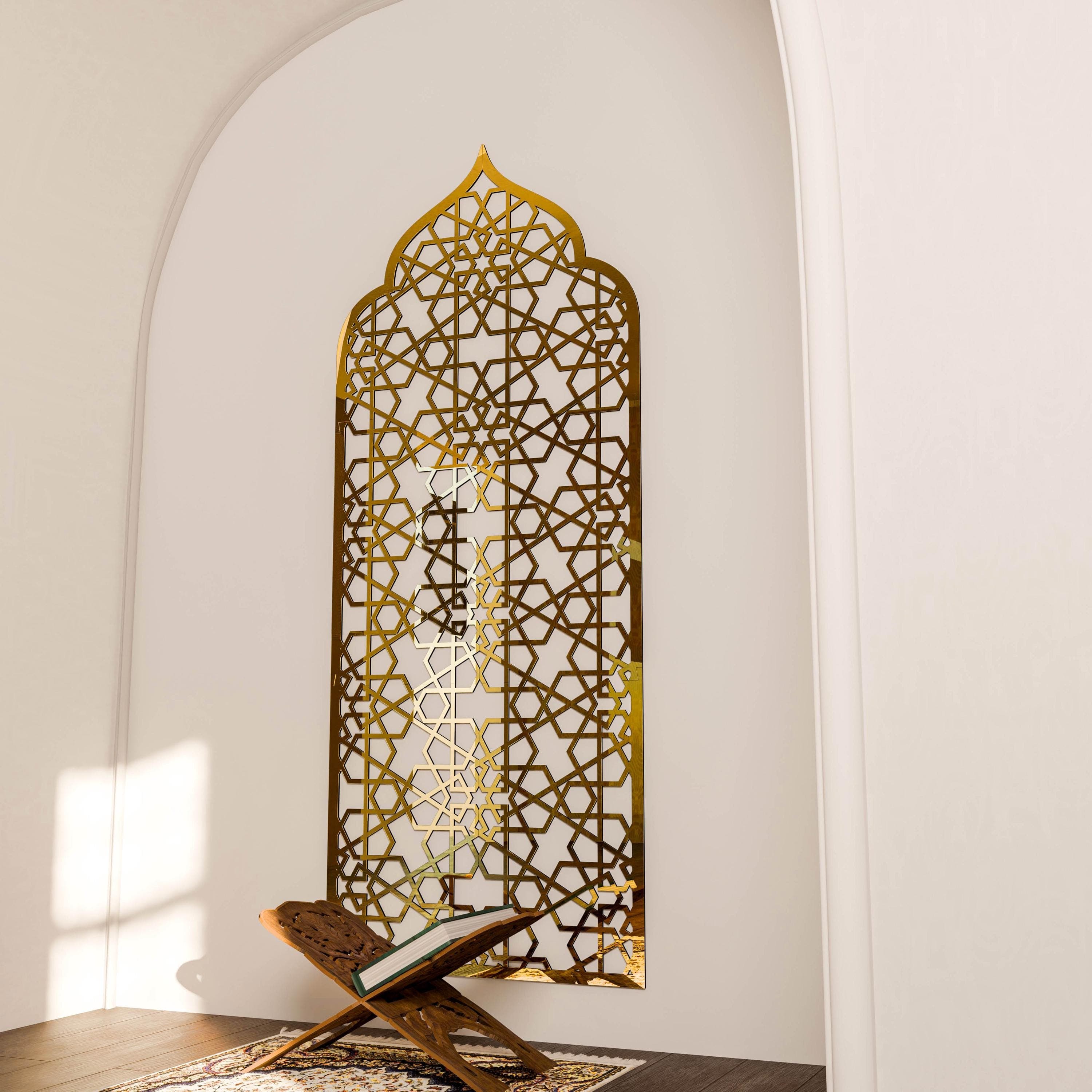 Mihrab Islamic Wall Art Mehraab for Muslim Prayer Room Moroccan Decorative Wood Panel Ramadan Decoration Eid Gift