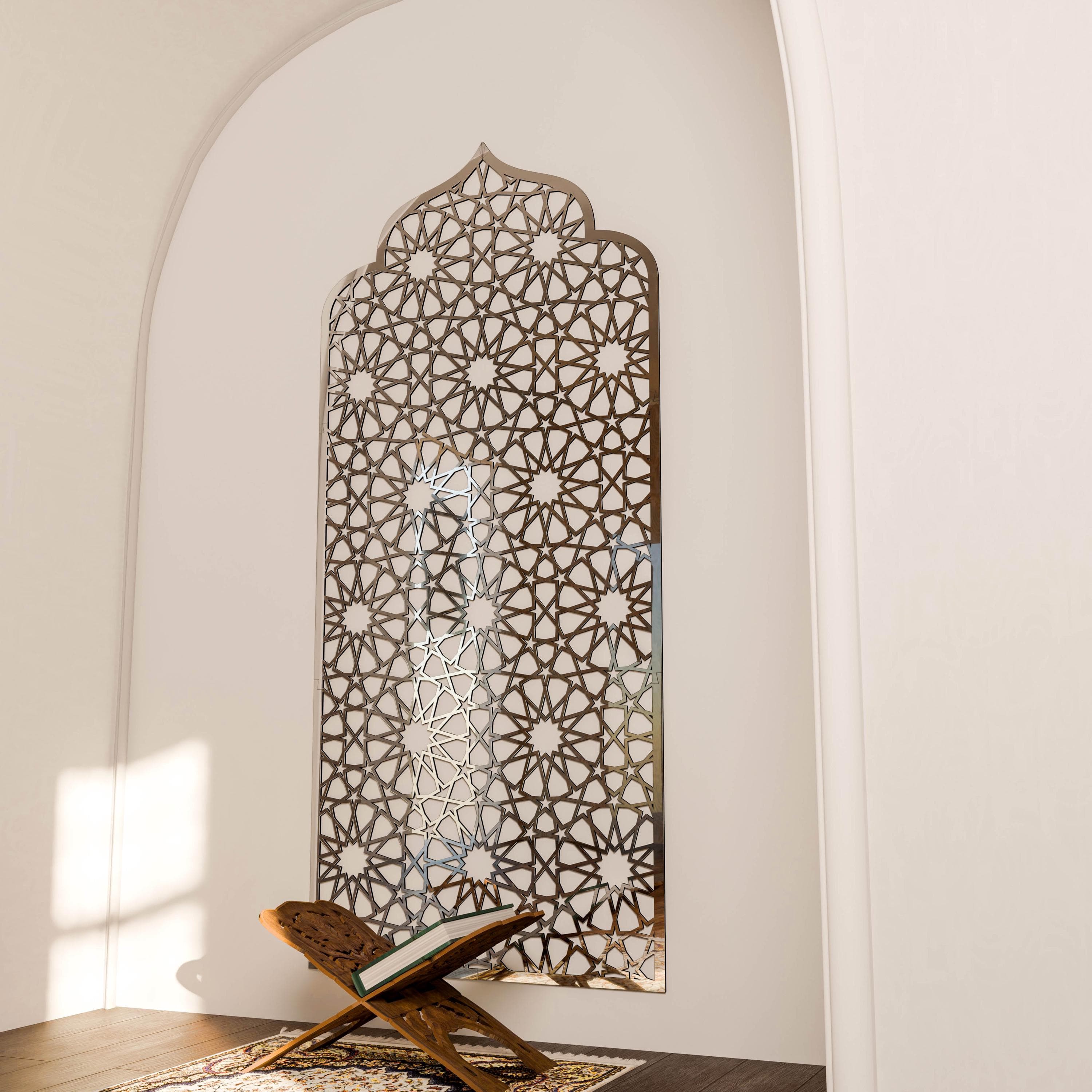 Wooden Mihrab Islamic Wall Art Mehraab for Prayer Room Decor Moroccan Decorative Panel Ramadan Decoration Eid Gift