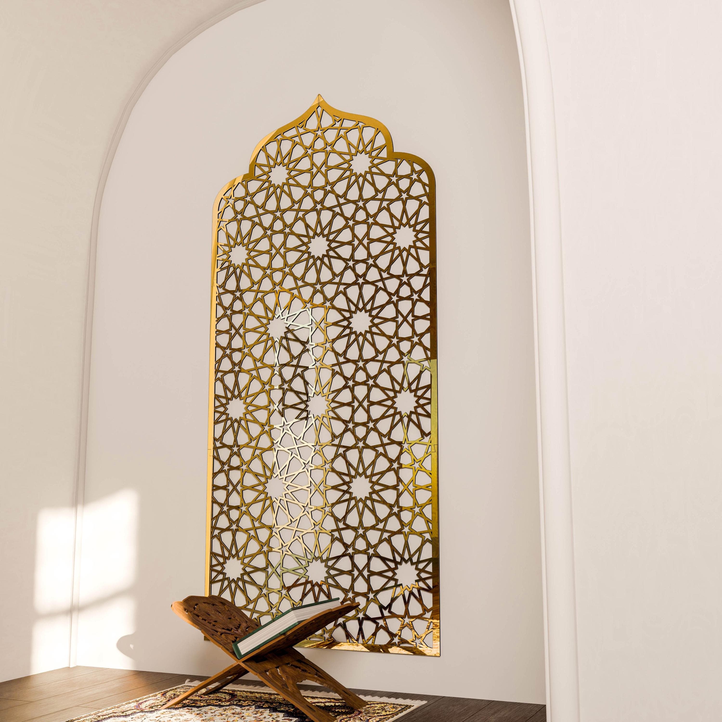 Wooden Mihrab Islamic Wall Art Mehraab for Prayer Room Decor Moroccan Decorative Panel Ramadan Decoration Eid Gift - image 4