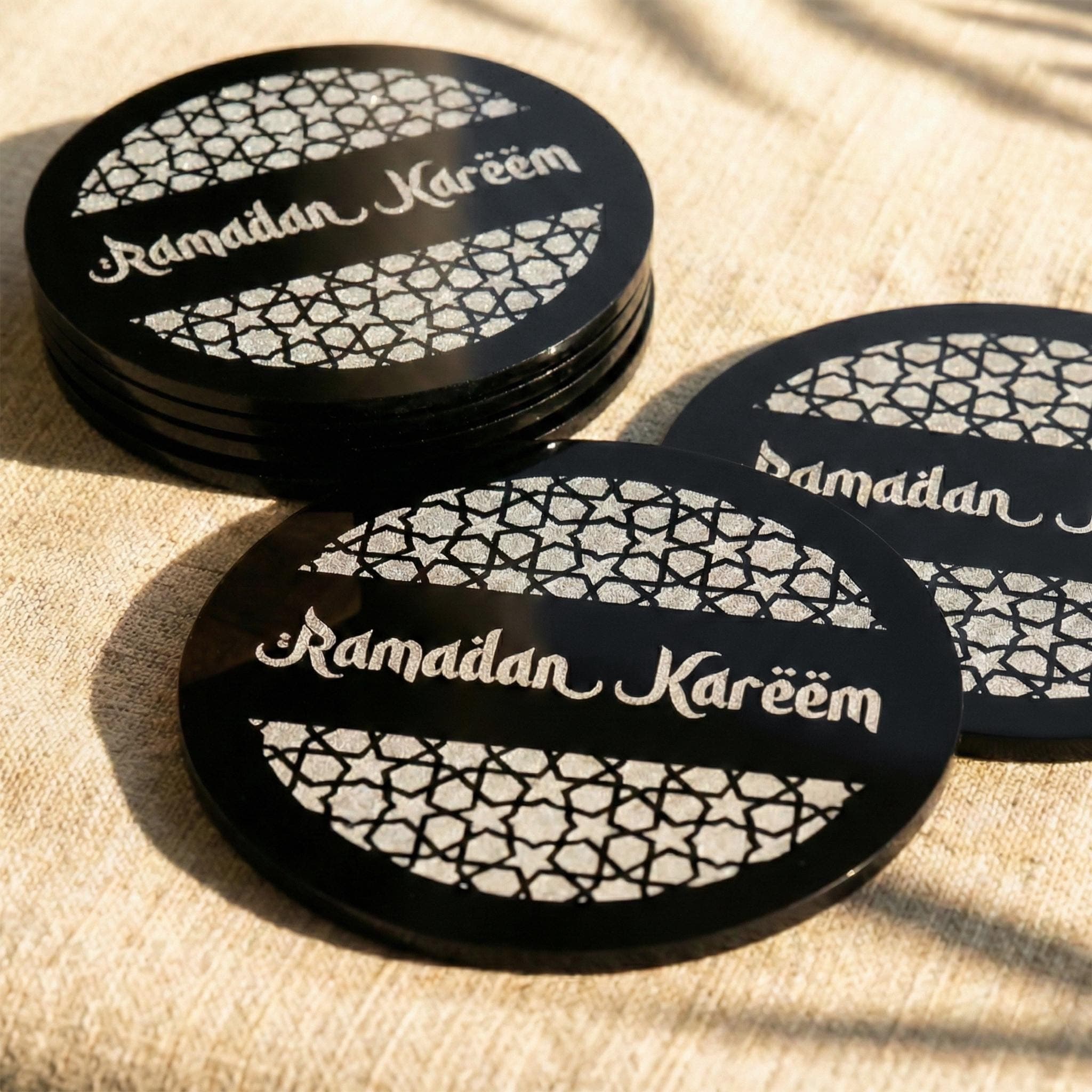 Ramadan Kareem Engraved Coasters Islamic Table Decor Ramadan Decoration Eid Gifts