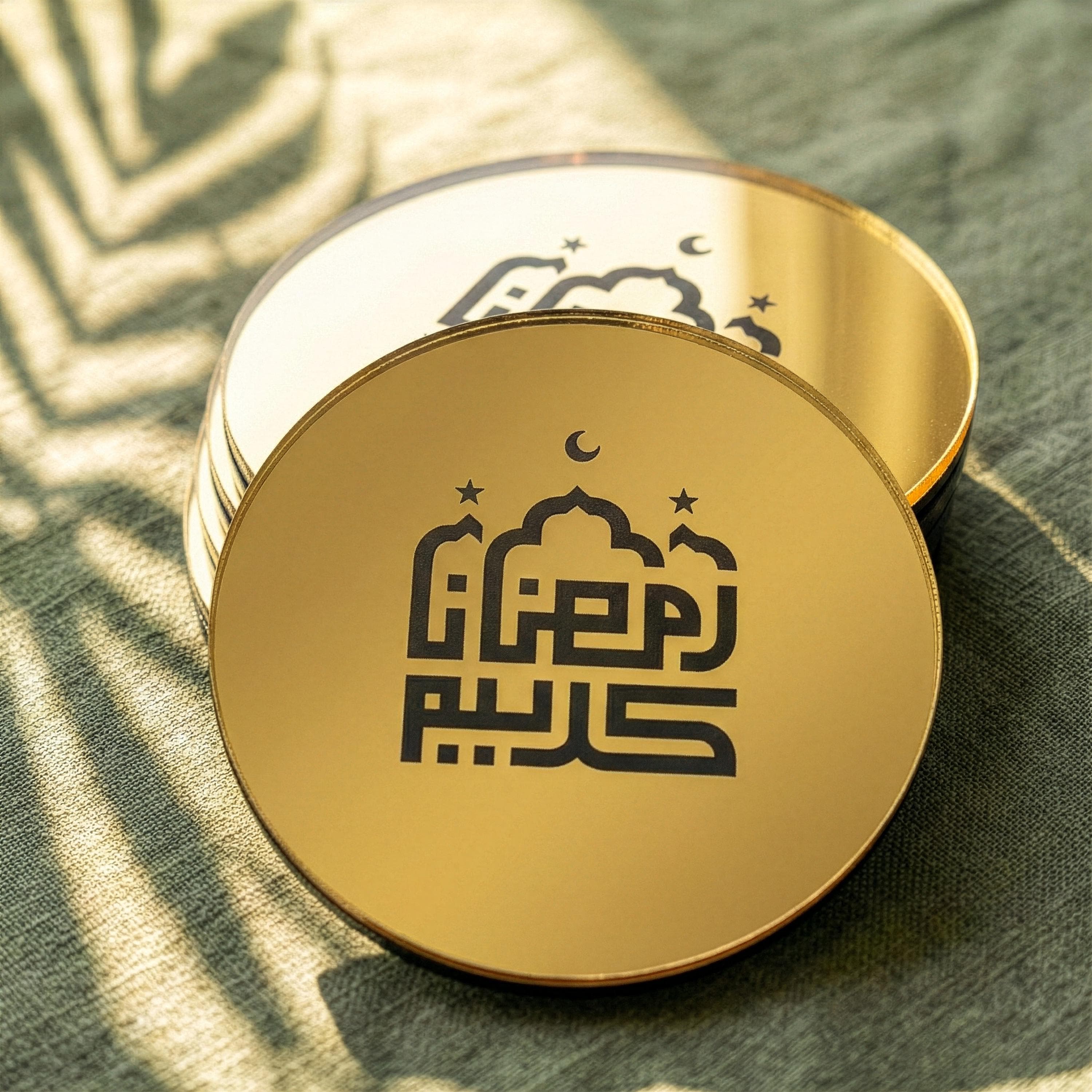 Ramadan Kareem Kufic Engraved Coasters Islamic Table Decor Ramadan Decoration Eid Gifts