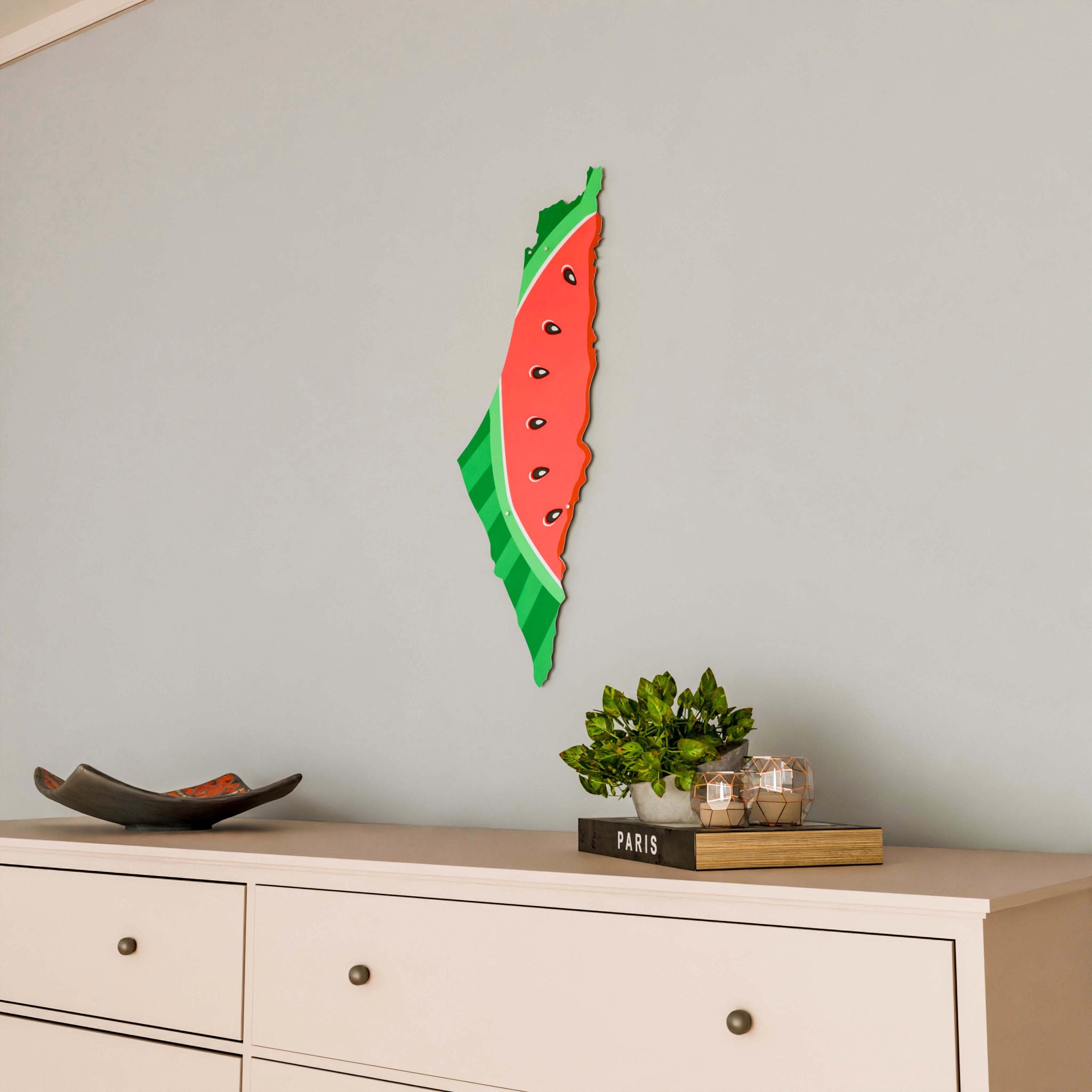 Palestine Map Wall Art Watermelon Design Islamic Home Decor Free Gaza Palestinian Art Eid Gift for Muslim - image 4