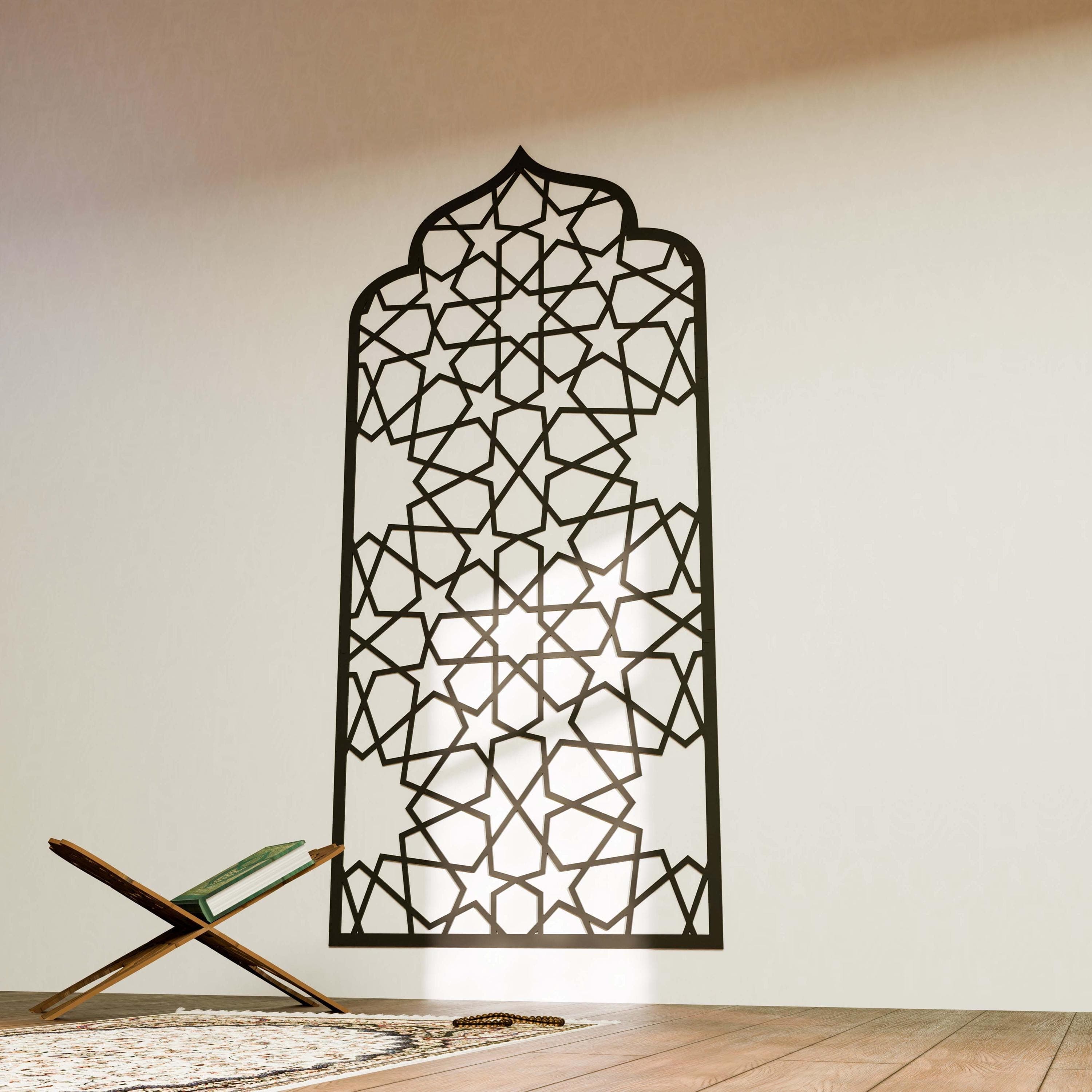 Mihrab Islamic Wall Art Moroccan Wood Mehraab Panel for Muslim Prayer Room Ramadan Decoration Housewarming Gift - image 3
