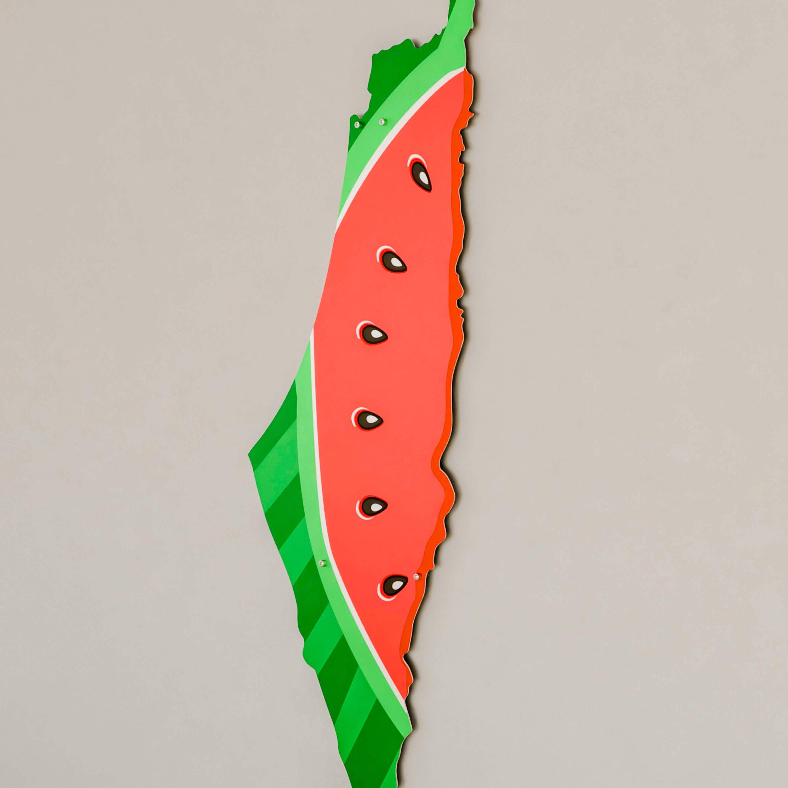 Palestine Map Wall Art Watermelon Design Islamic Home Decor Free Gaza Palestinian Art Eid Gift for Muslim