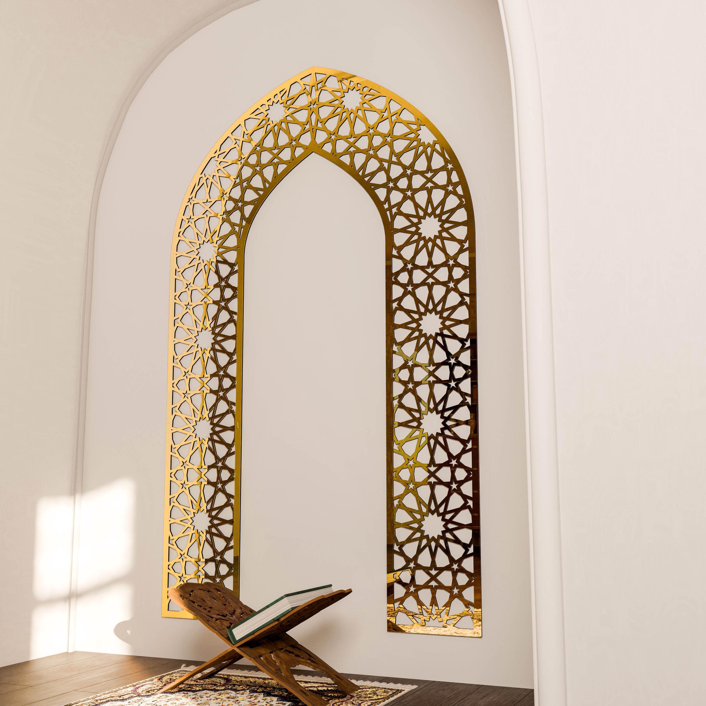 Wooden Mihrab Islamic Wall Art Mehraab for Muslim Prayer Room Ramadan Decoration Moroccan Decorative Panel Eid Gift - image 5