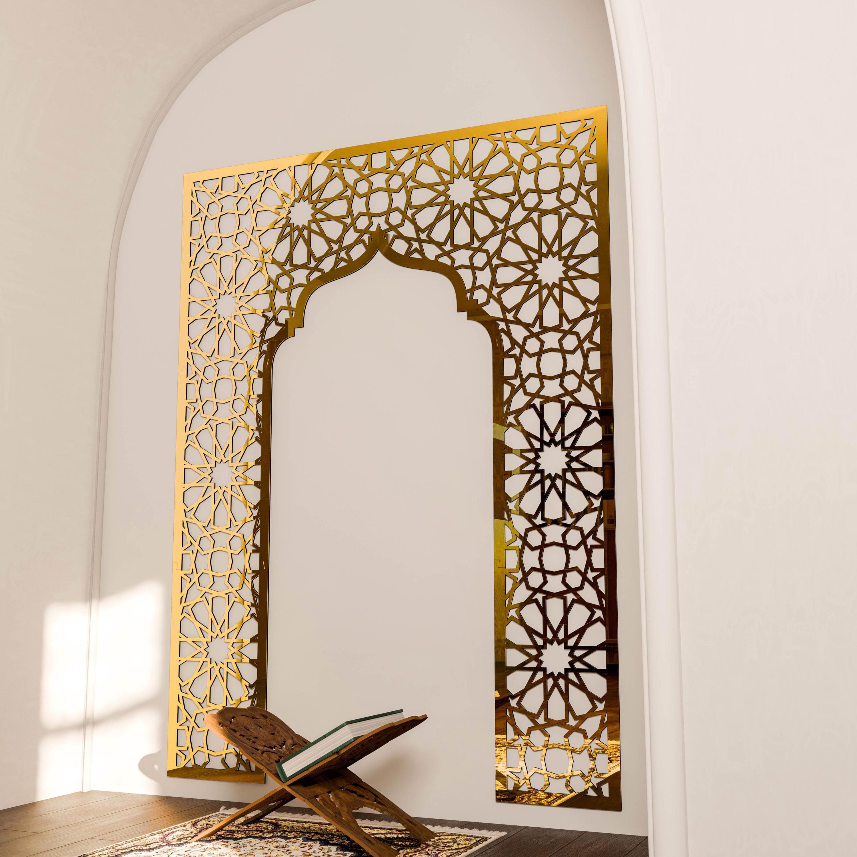 Mihrab Islamic Wall Art Large Mehraab Ramadan Decor Moroccan Wood Decorative Panel Muslim Prayer Room Housewarming Gift - image 4