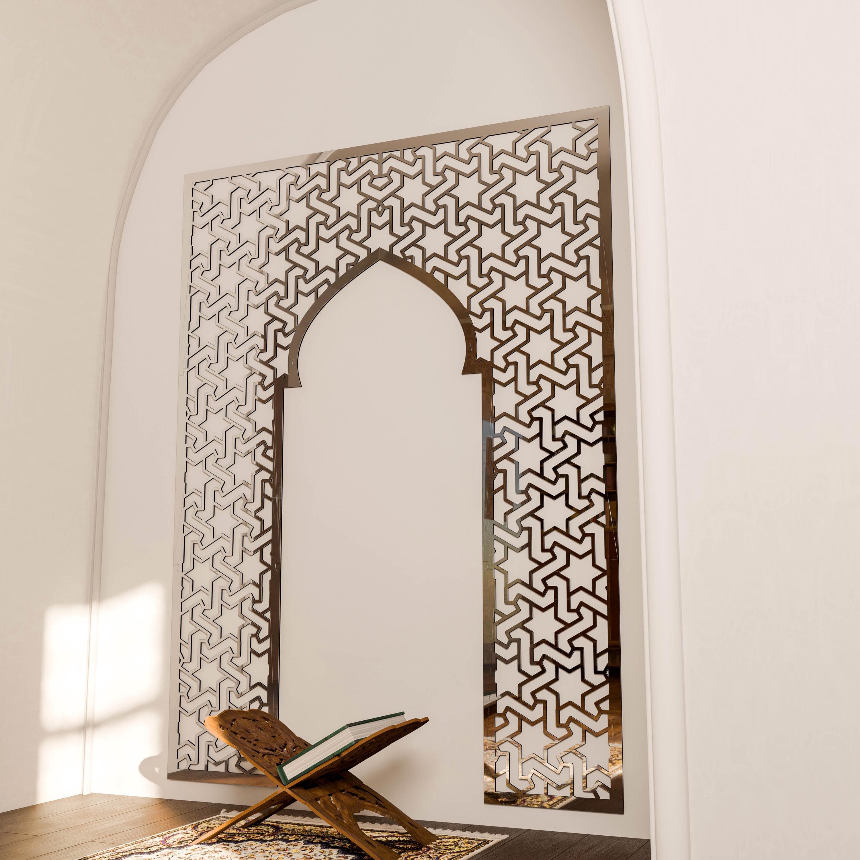 Mihrab Islamic Wall Art Mehraab Ramadan Decoration Moroccan Wood Decorative Panel Muslim Prayer Room Housewarming Gift - image 4